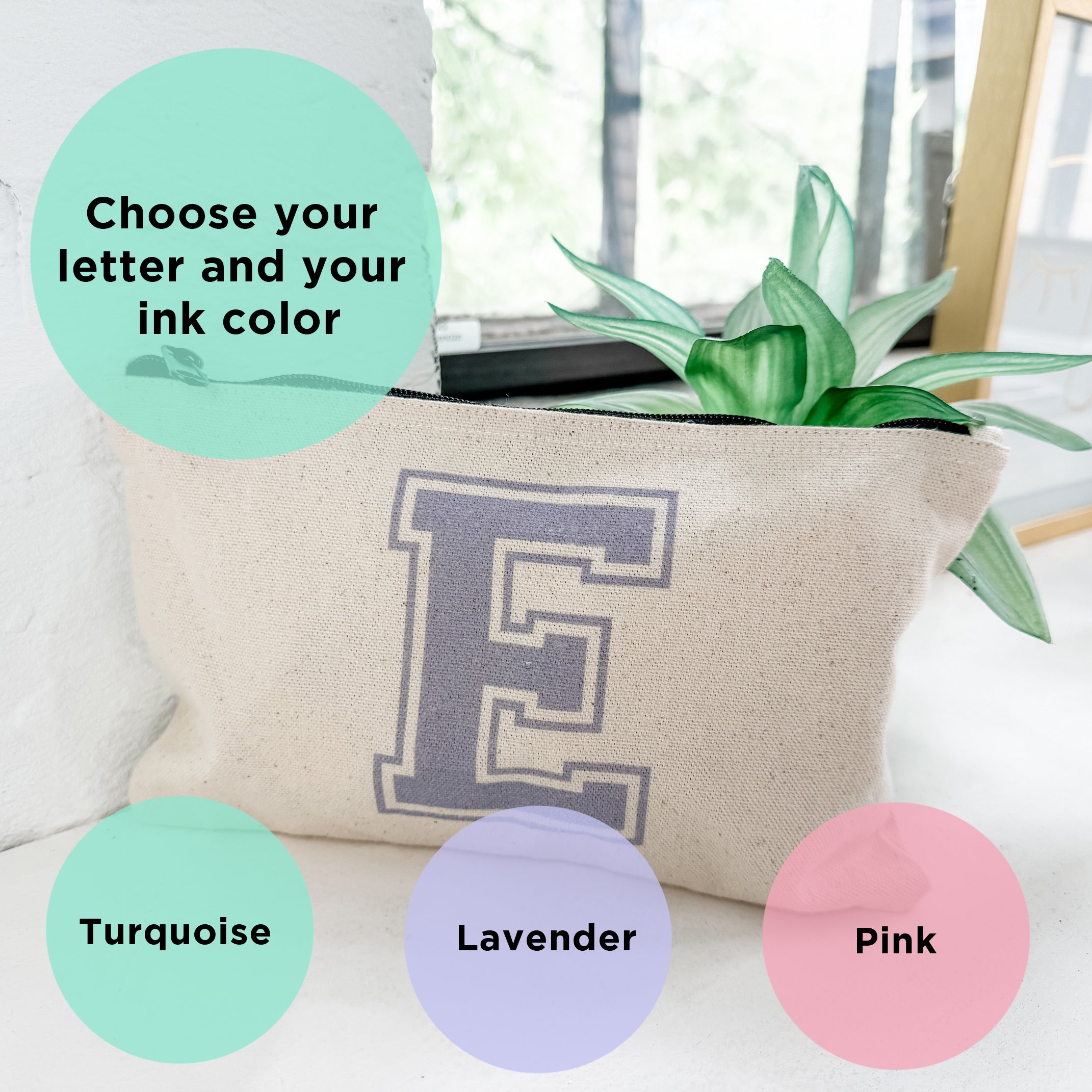 a plant in a bag with the words choose your letter and your ink color
