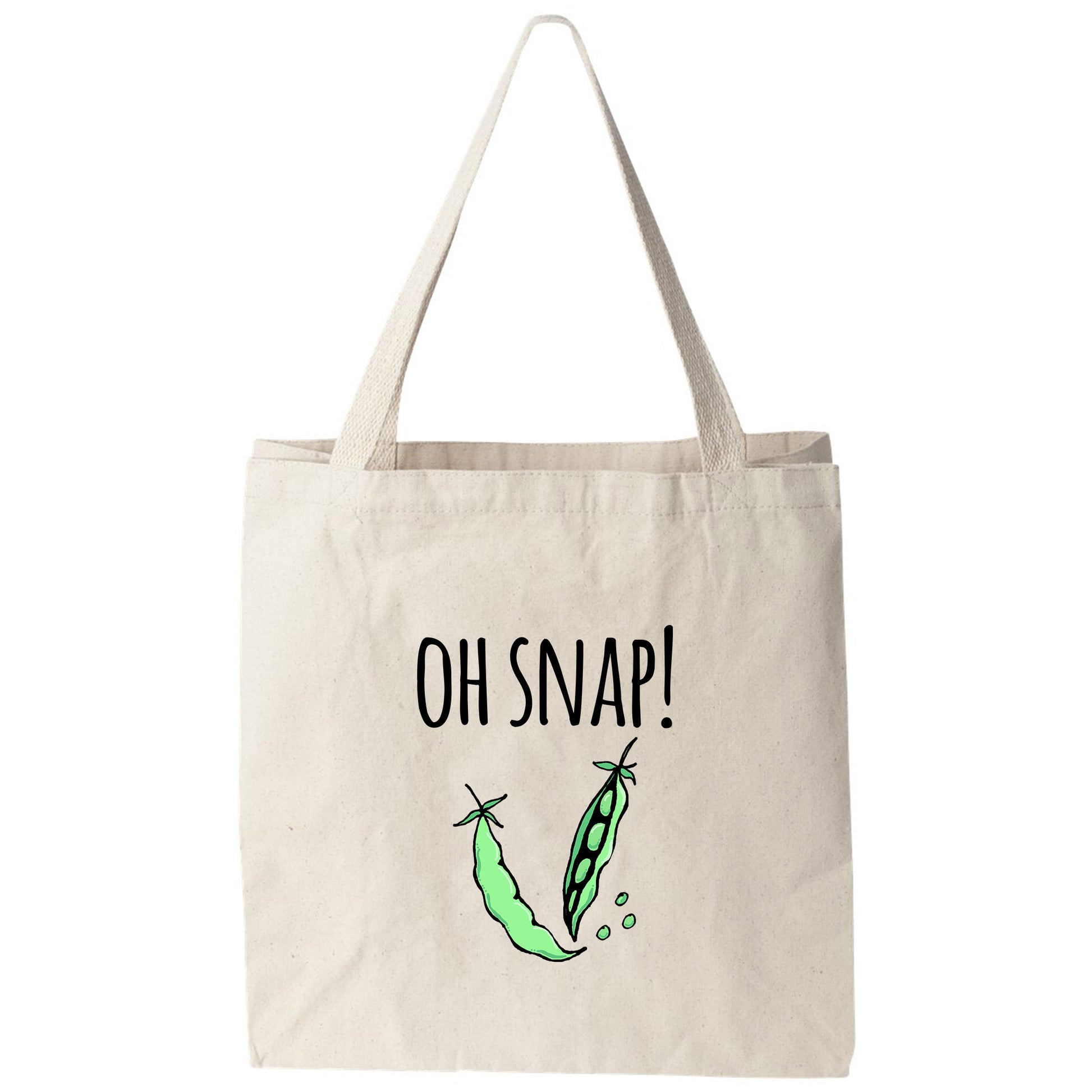 a tote bag with the words oh snap on it