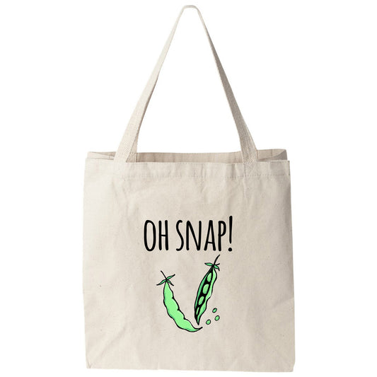 a tote bag with the words oh snap on it