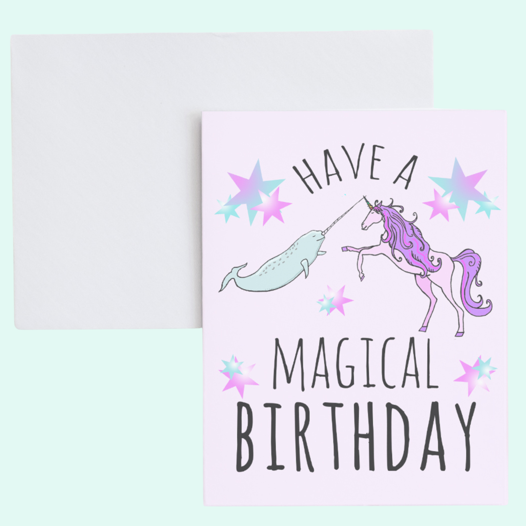 a birthday card with a unicorn on it