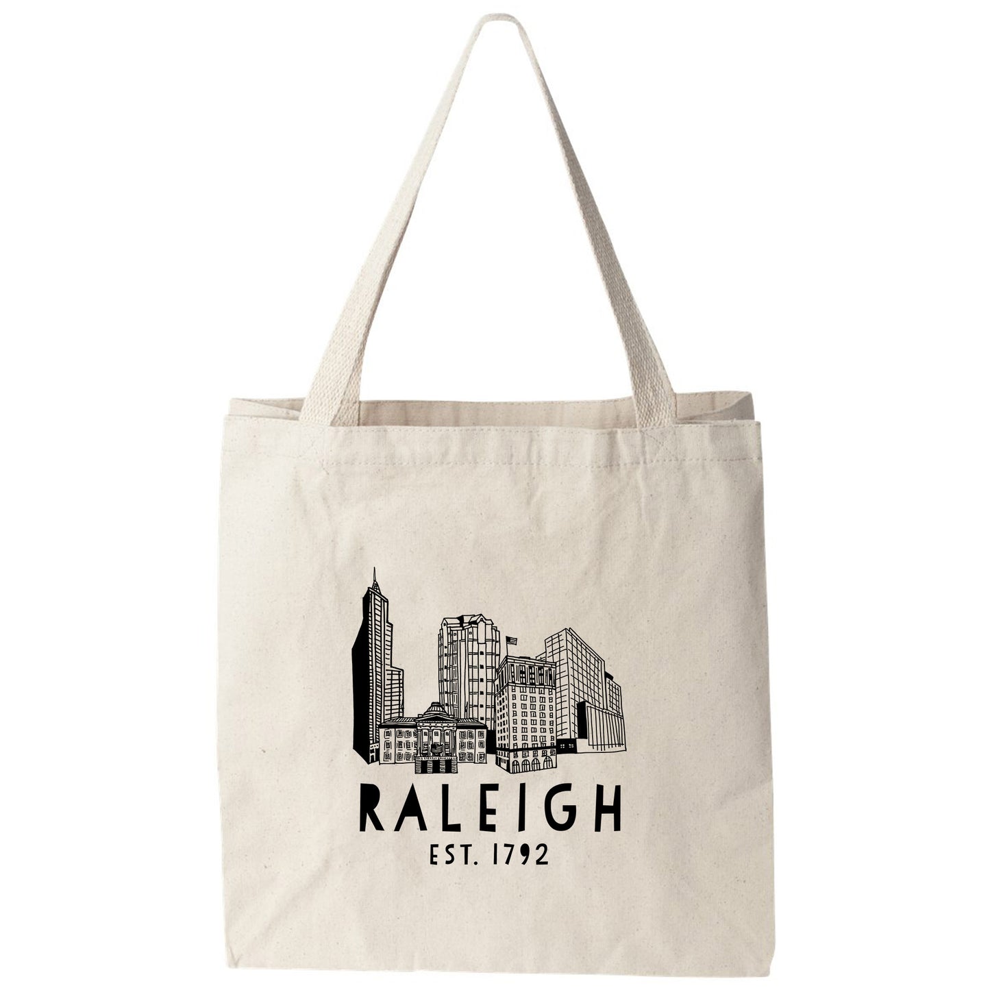 a tote bag with a picture of a city