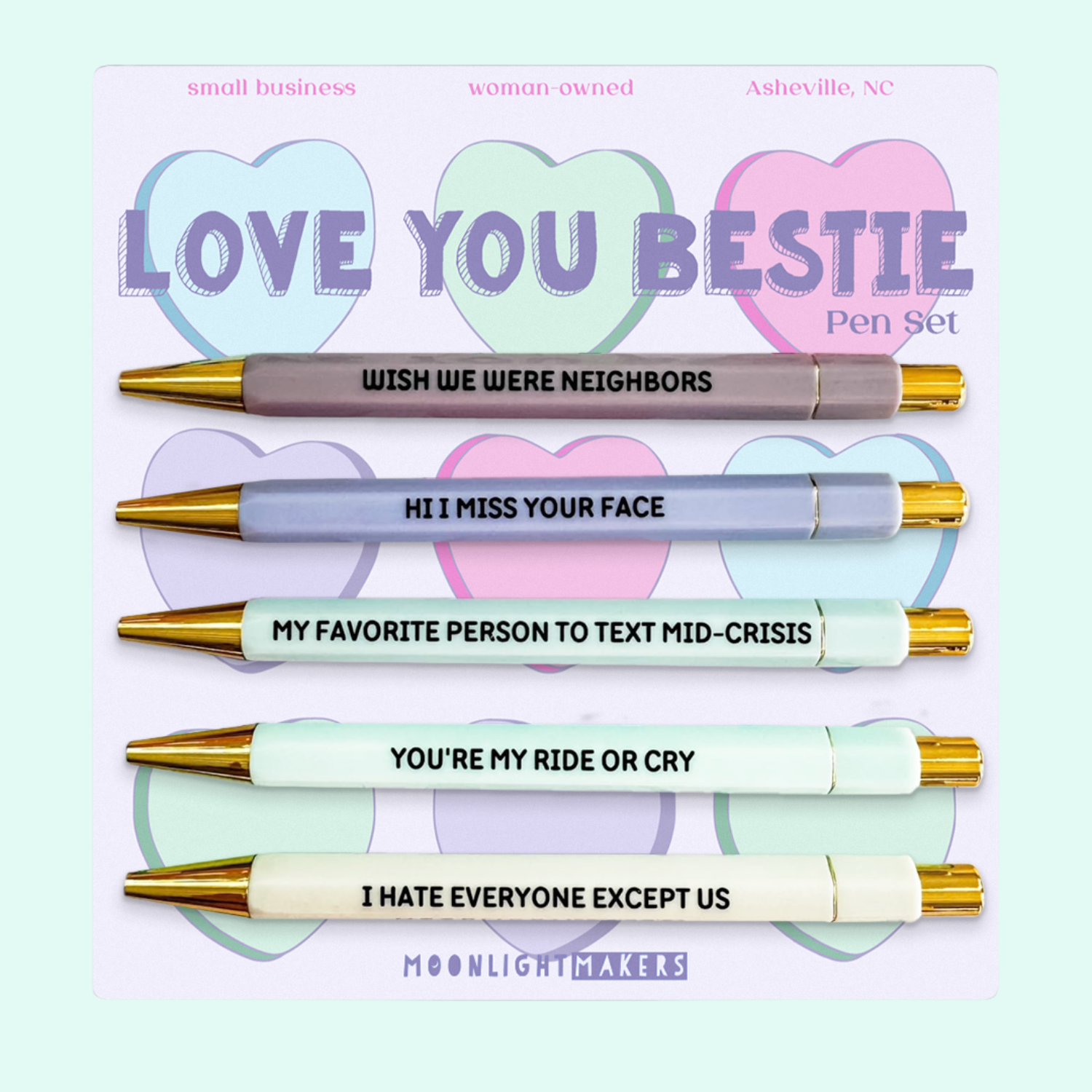 Bestie Gift Set – Bestie Pen Set, Unpaid Therapist Zipper Pouch, I Made A List Notepad
