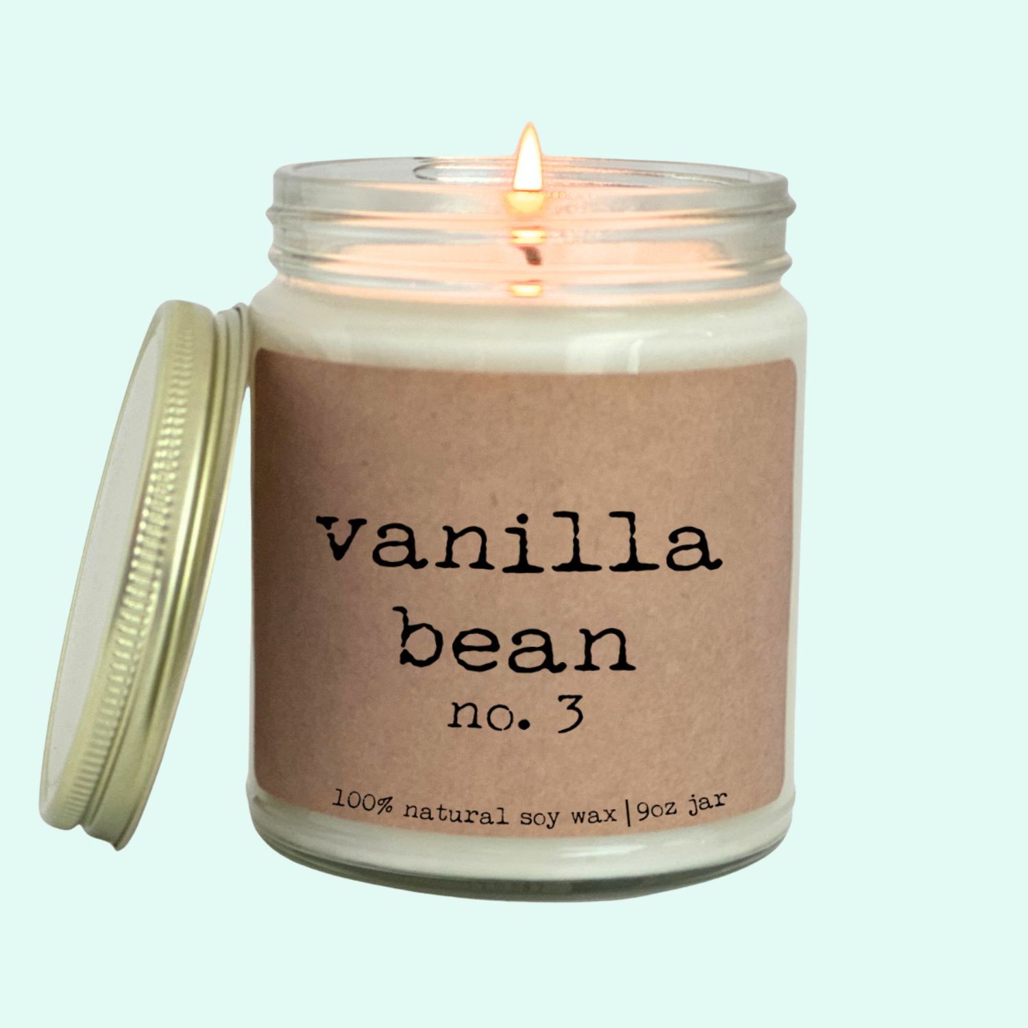 Vanilla Bean - 9oz Glass Jar Candle - Craft Paper Label