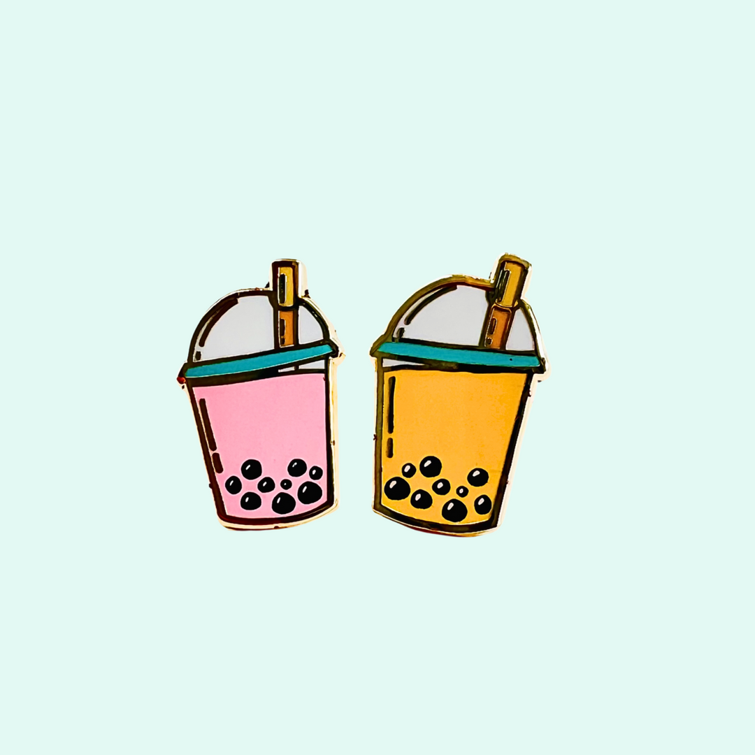 Boba Tea Earrings - 22k Gold Plated Studs - MoonlightMakers