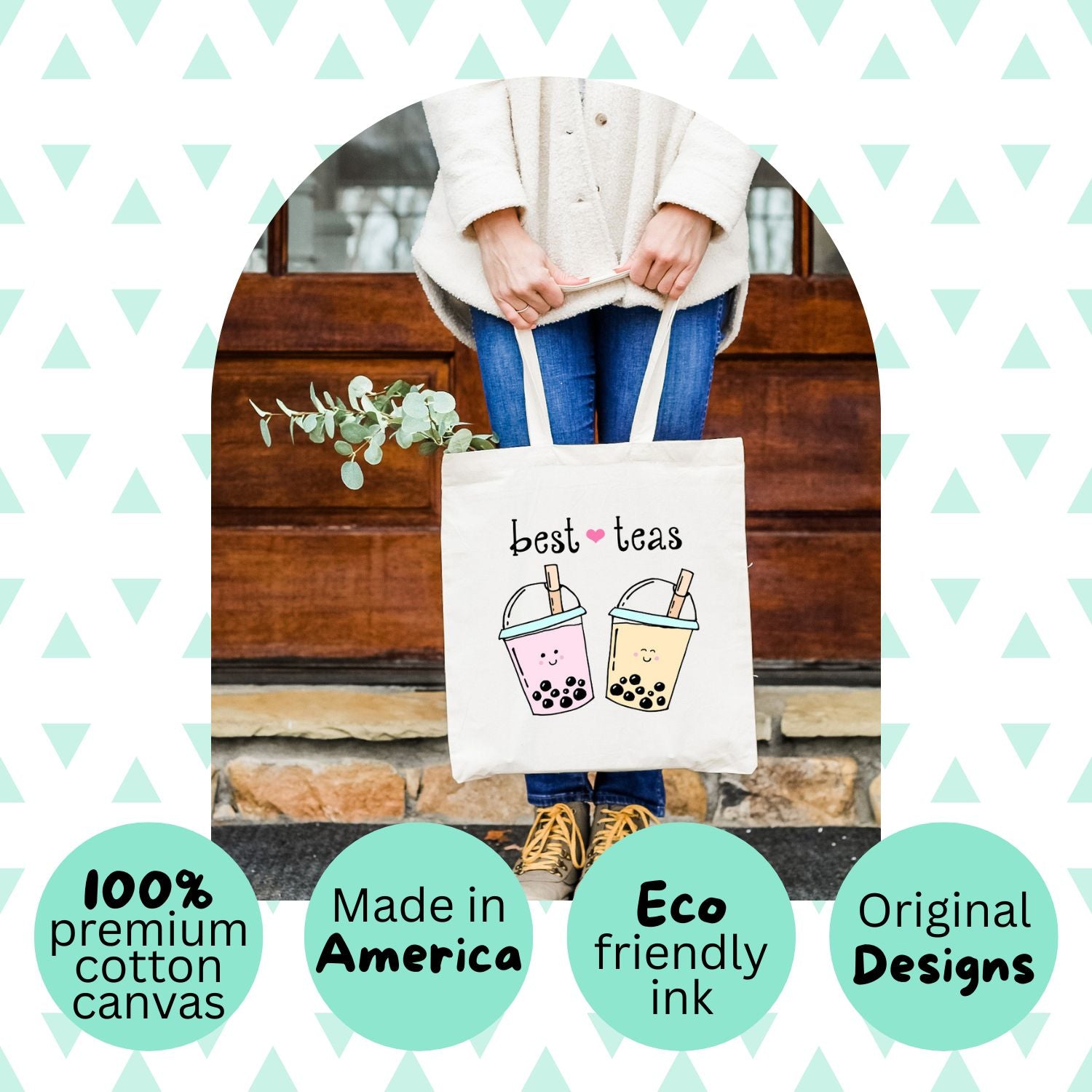 a person holding a bag with the words best teas on it
