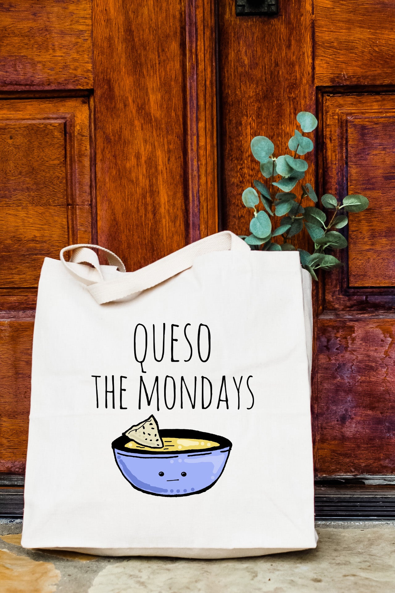 a tote bag with a picture of a bowl of soup on it