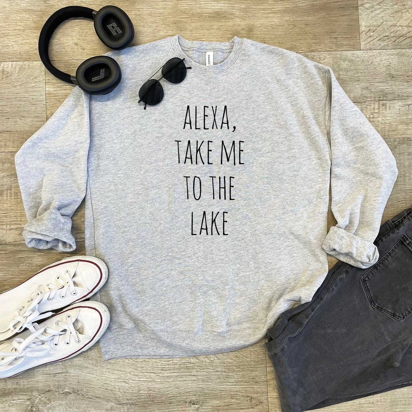 Alexa, Take Me To The Lake - Unisex Sweatshirt - Heather Gray, Dusty Blue, Mauve, or Gold