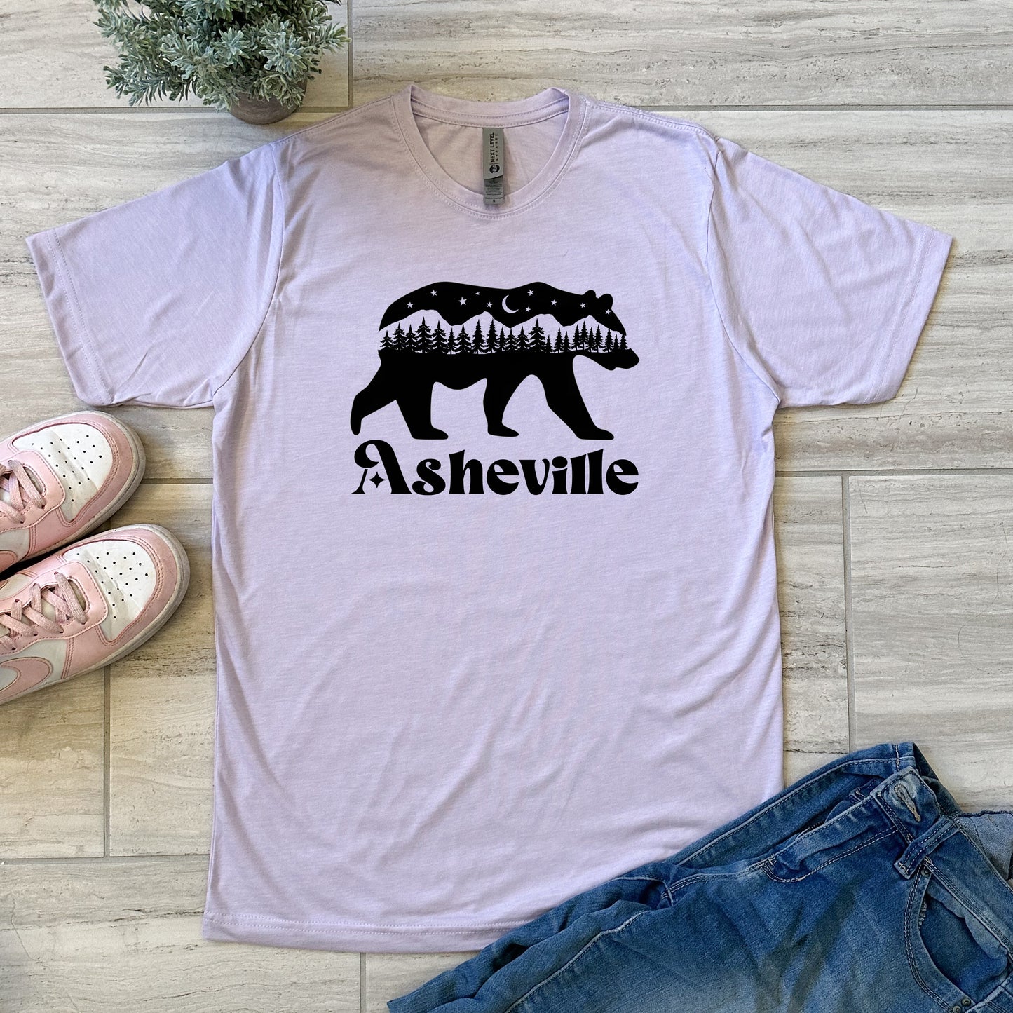 Asheville Bear - Men's / Unisex Tee - Stonewash Blue, Sage, Lavender, or Heather Gray