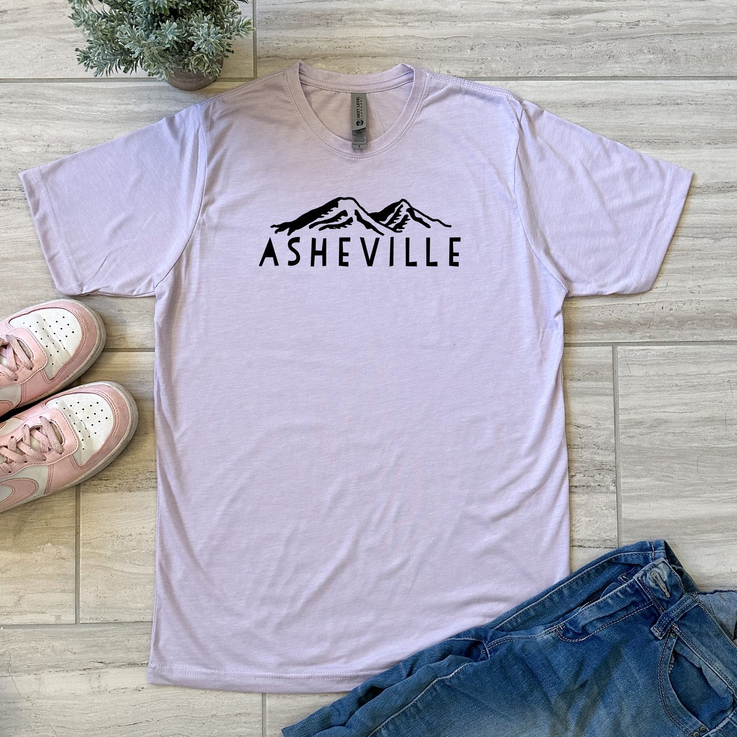 Asheville NC Mountains - Men's / Unisex Tee - Stonewash Blue, Sage, Lavender, or Heather Gray