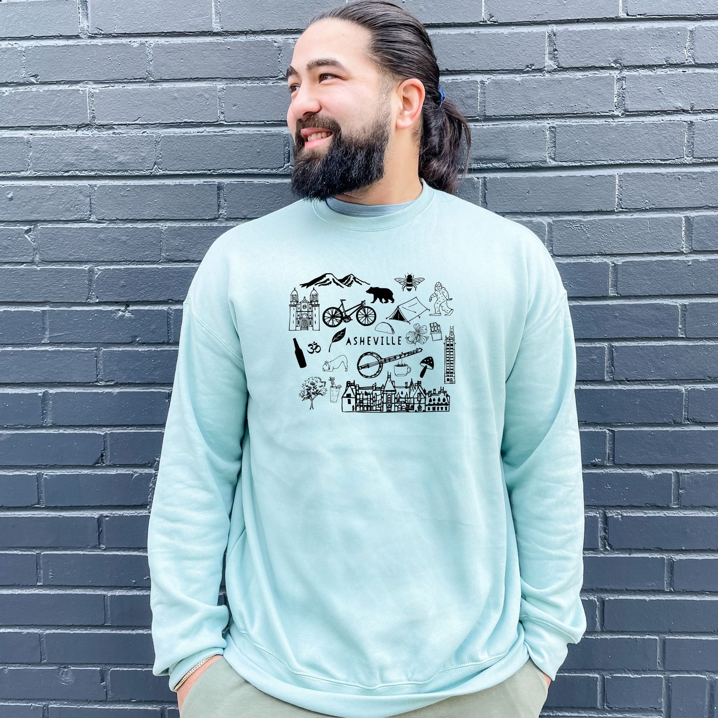 Asheville Collage - Unisex Sweatshirt - Heather Gray, Dusty Blue, Mauve, or Gold