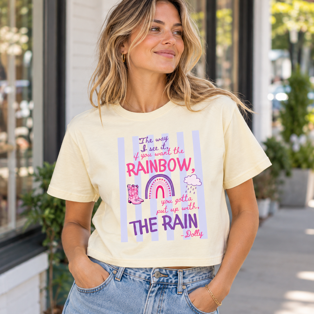 Dolly Rainbow Graphic Crop Tee