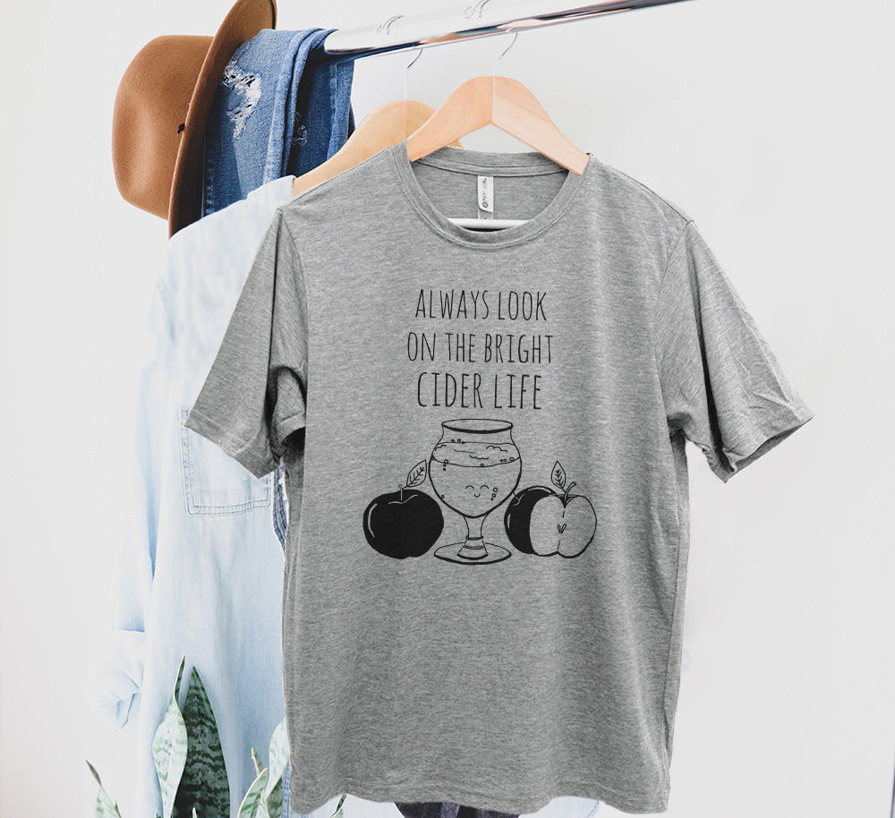 Look On The Bright Cider Life - Men's / Unisex Tee - Stonewash Blue, Sage, Lavender, or Heather Gray