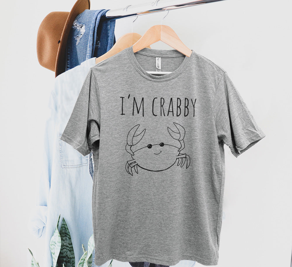 I'm Crabby - Men's / Unisex Tee - Stonewash Blue, Sage, Lavender, or Heather Gray