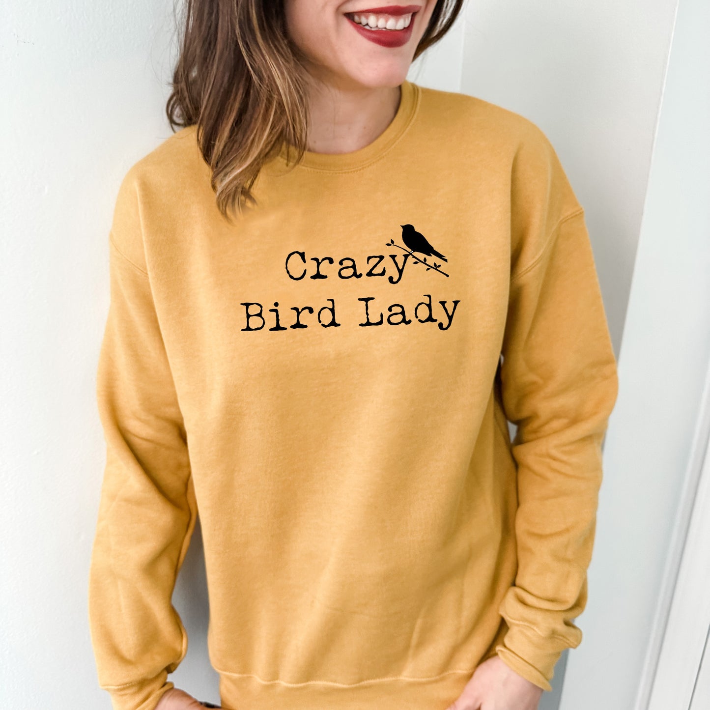 Crazy Bird Lady - Unisex Sweatshirt - Heather Gray, Dusty Blue, Mauve, or Gold