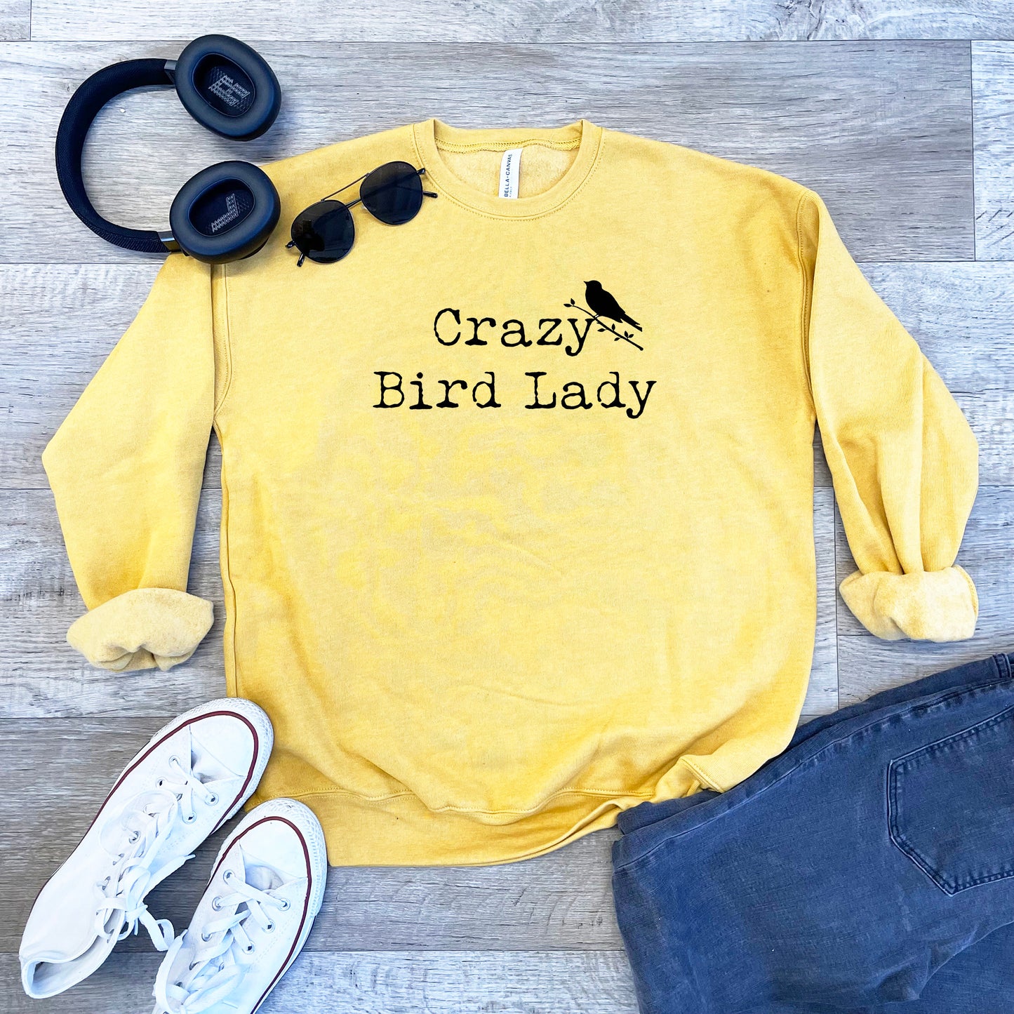 Crazy Bird Lady - Unisex Sweatshirt - Heather Gray, Dusty Blue, Mauve, or Gold