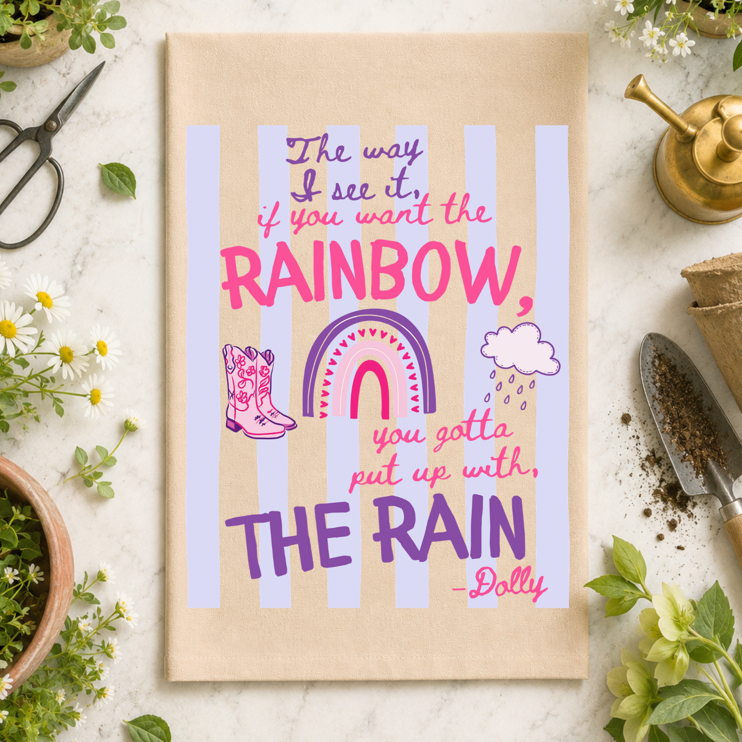 Dolly Rainbow & Rain Kitchen Towel