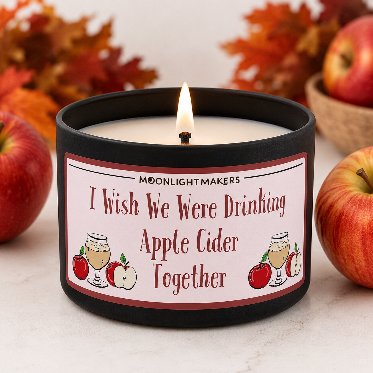 I Wish We Were Drinking Apple Cider Together - 8oz 100% Natural Soy Wax Candle