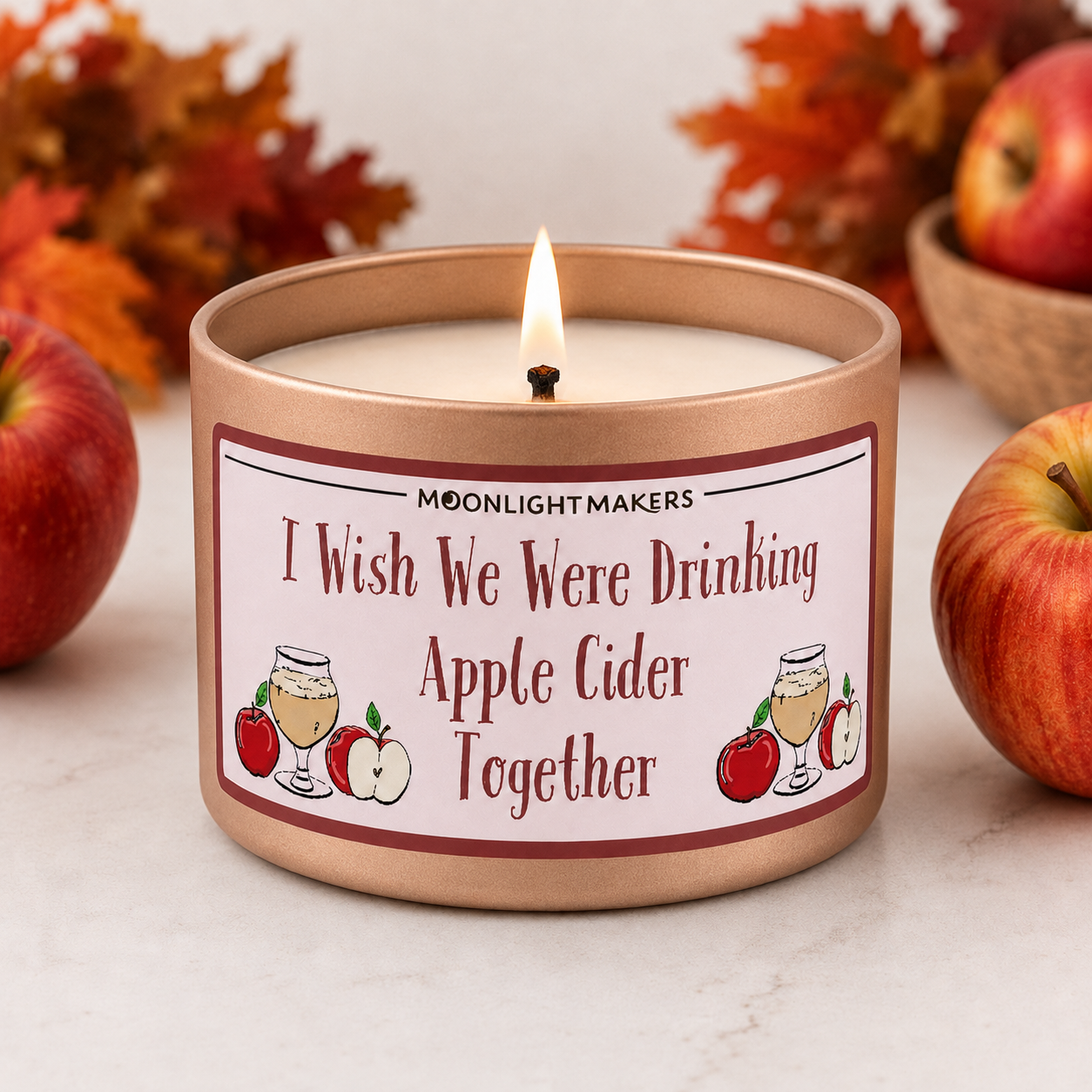 I Wish We Were Drinking Apple Cider Together - 8oz 100% Natural Soy Wax Candle