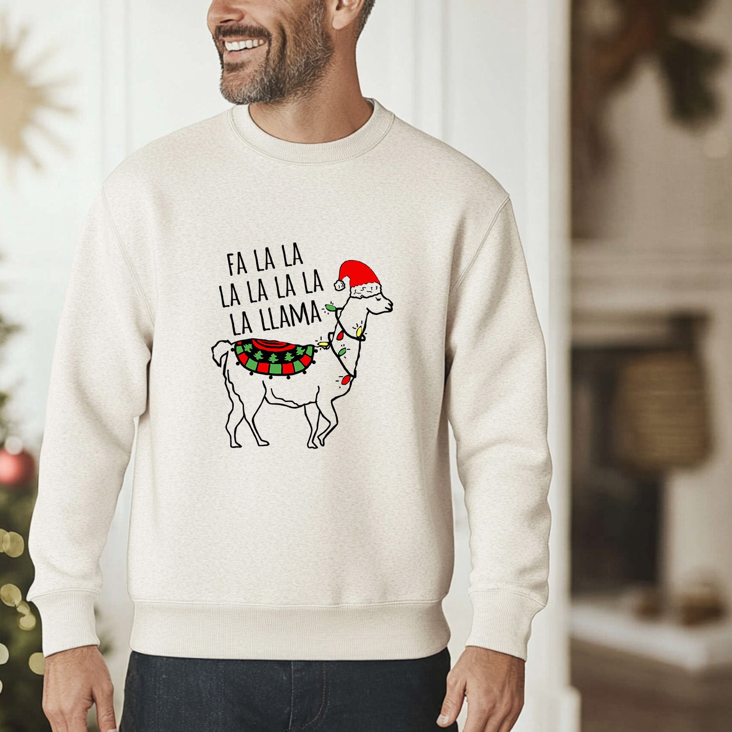 Fa La La La Llama - Christmas Unisex Sweatshirt - Oatmeal