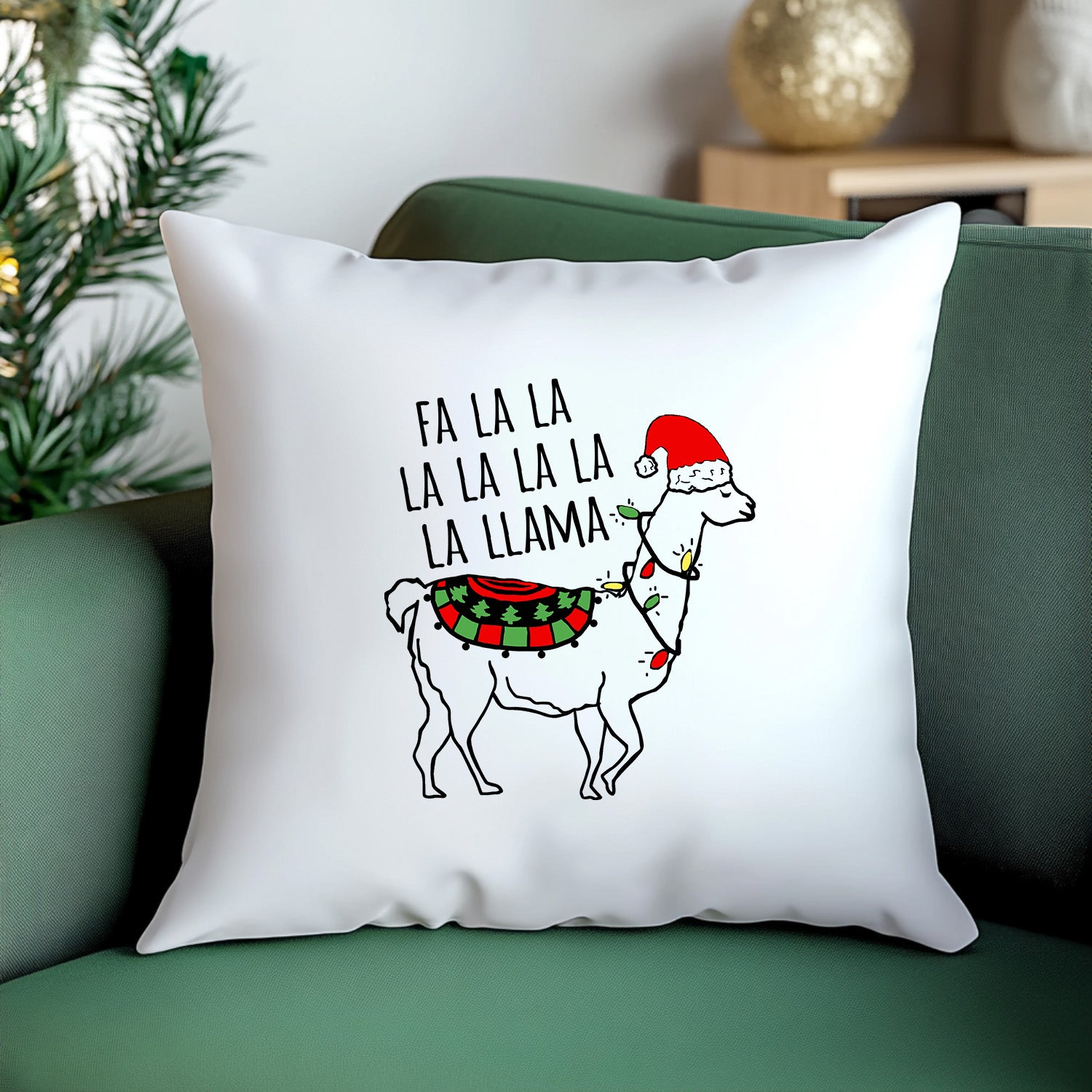 Fa La La La Llama Christmas Throw Pillow