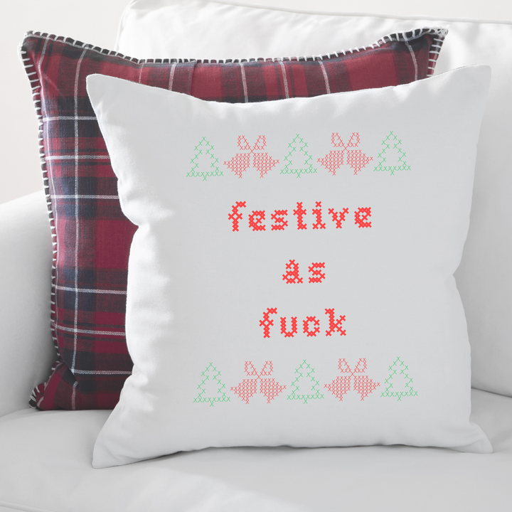 Festive As F Throw Pillow (Christmas)
