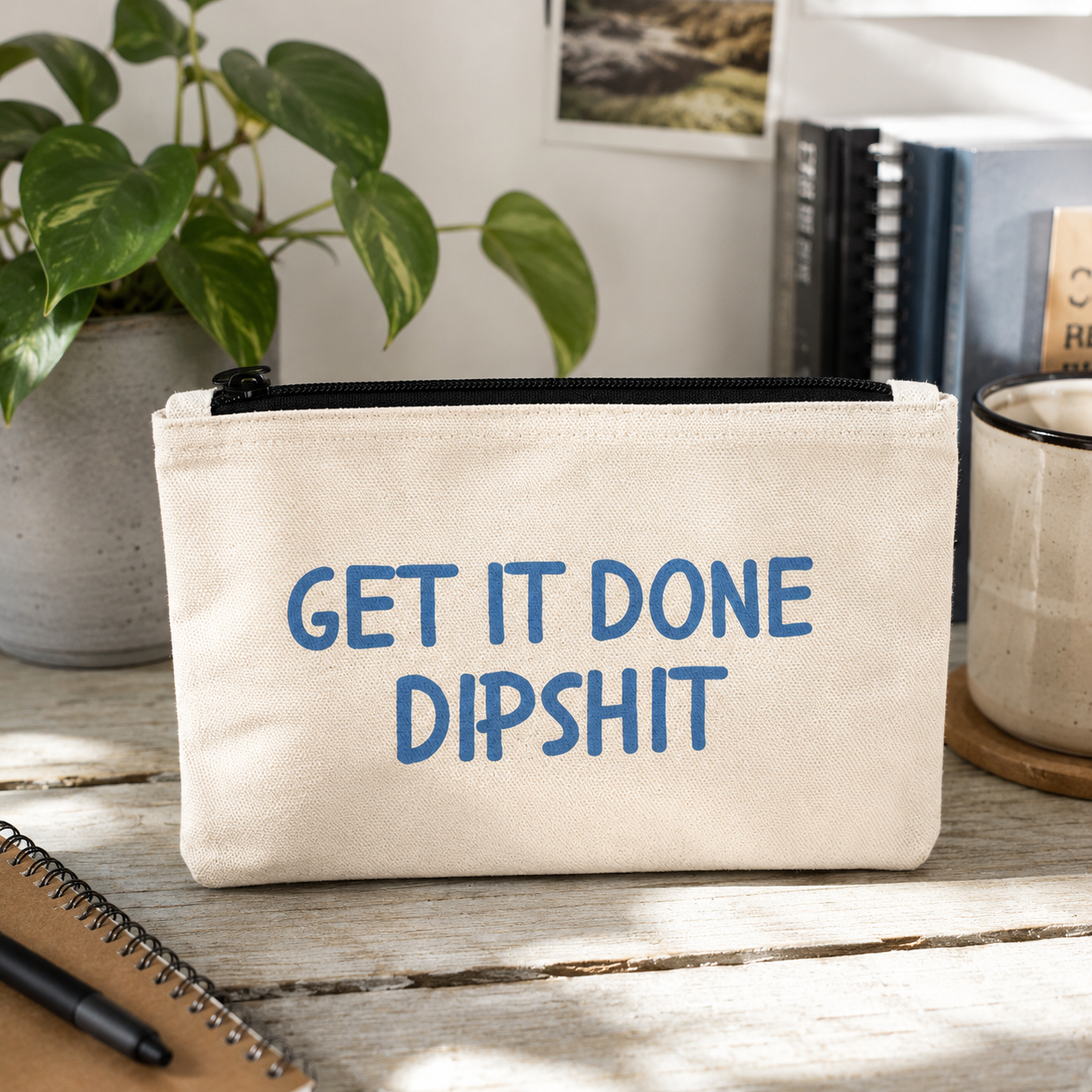 Aggressively Motivational Gift Set – Pen Set, Get It Done Dipshit Zipper Pouch, Fires To Put Out Notepad