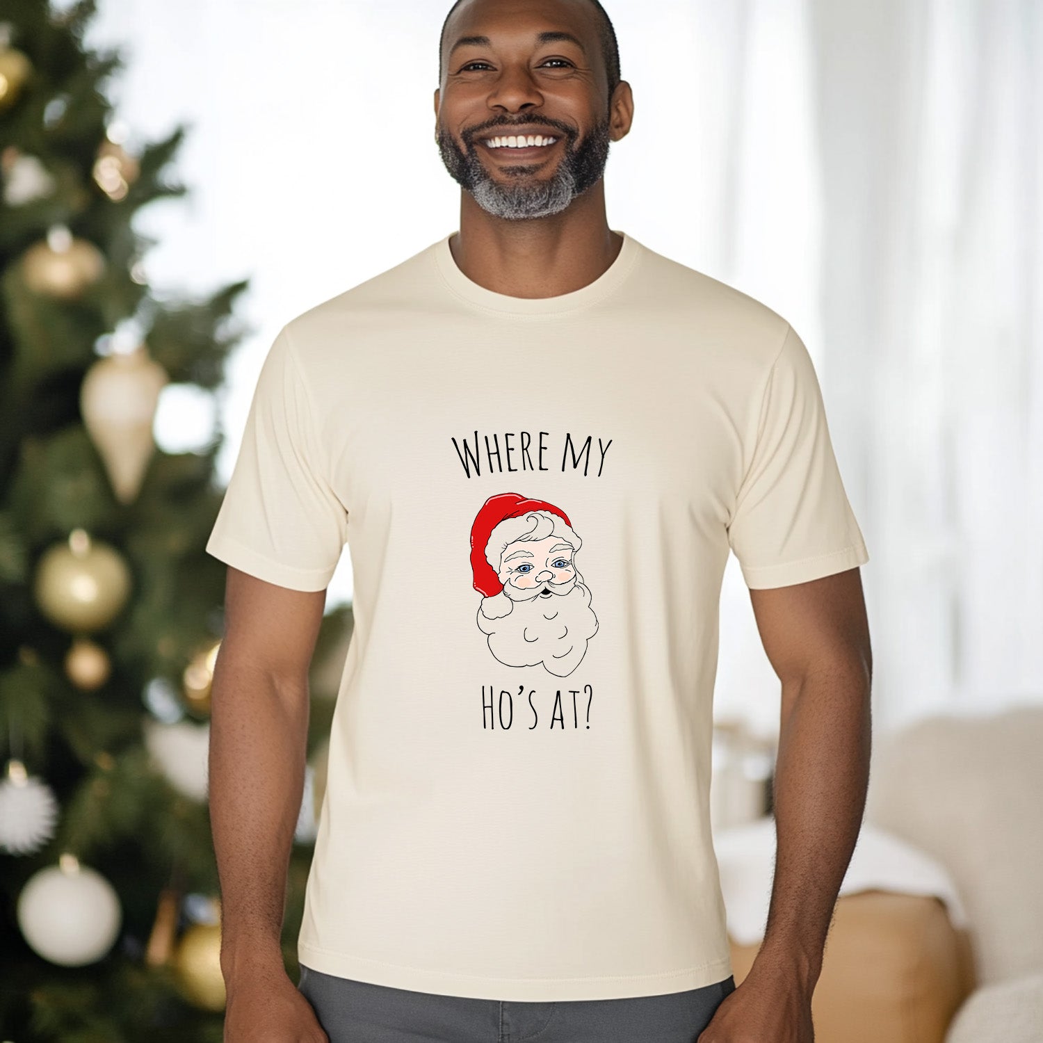 Where My Ho's At - Christmas Men's / Unisex Tee - Oatmeal