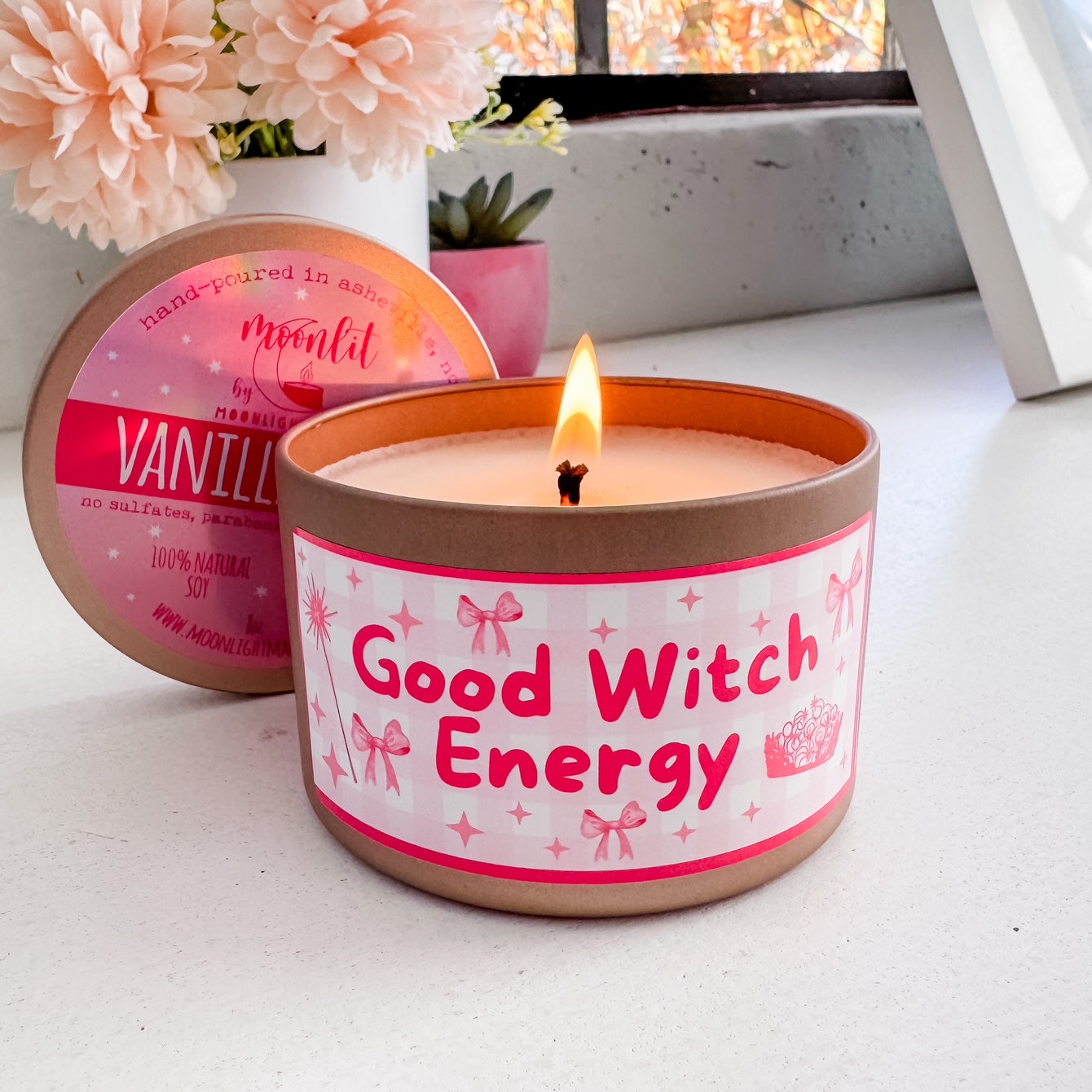 Good Witch Energy - Wicked Inspired - 8oz Rose Gold Candle - Vanilla Breeze - 100% Natural Soy Wax