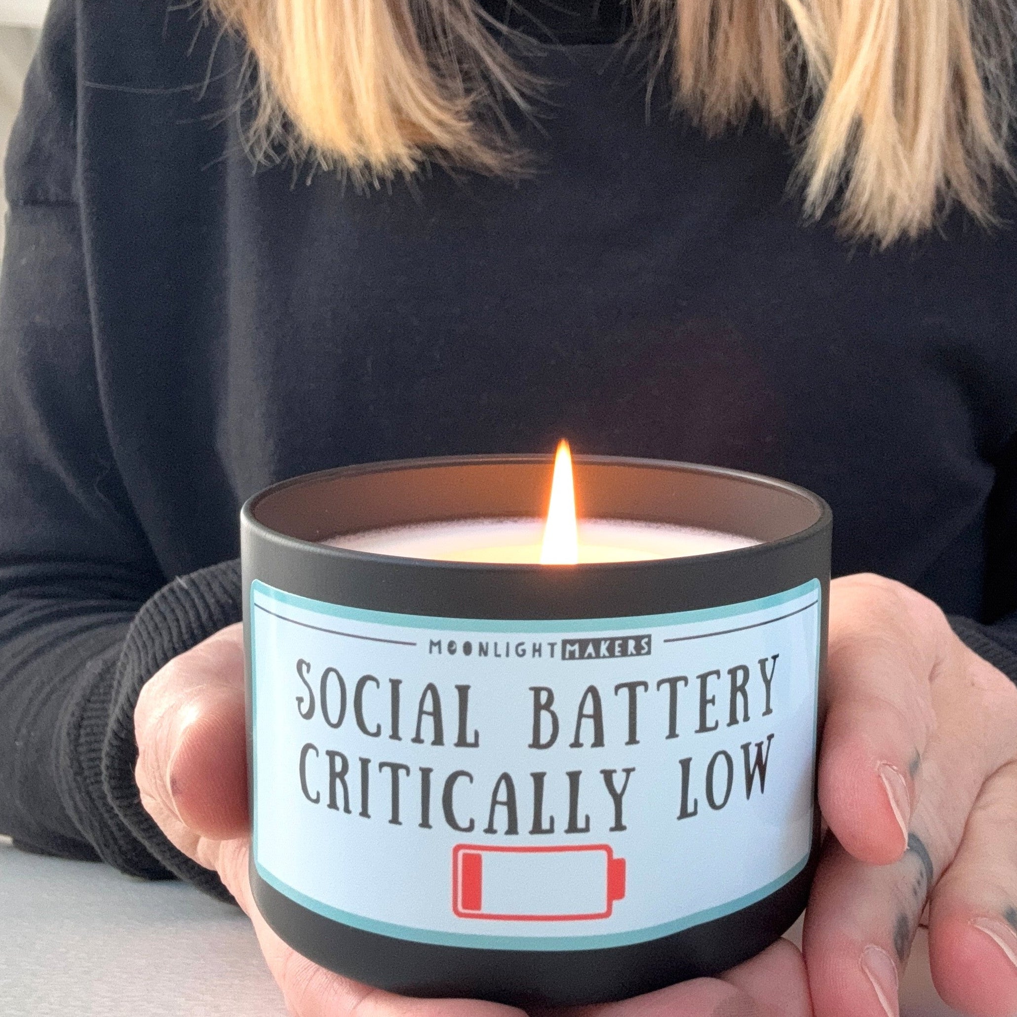 Social Battery Critically Low - 8oz Candle - 100% Natural Soy Wax