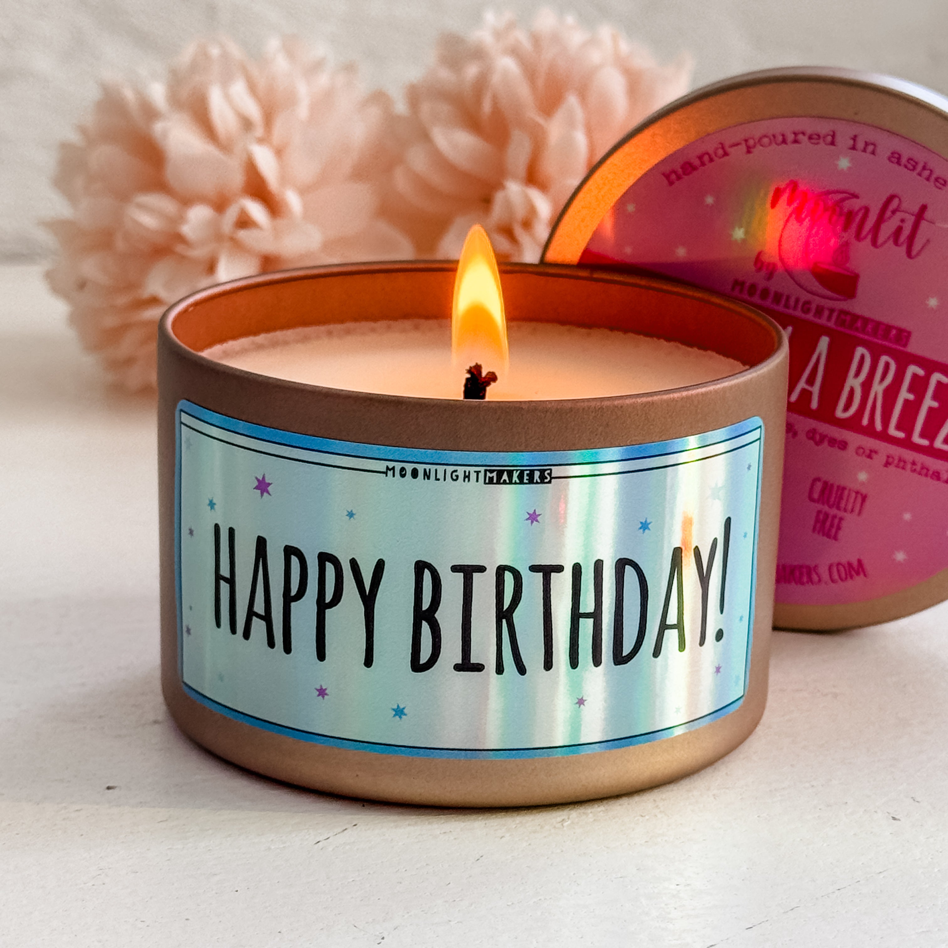 Happy Birthday - 8oz Rose Gold Candle - Vanilla Breeze - 100% Natural Soy Wax
