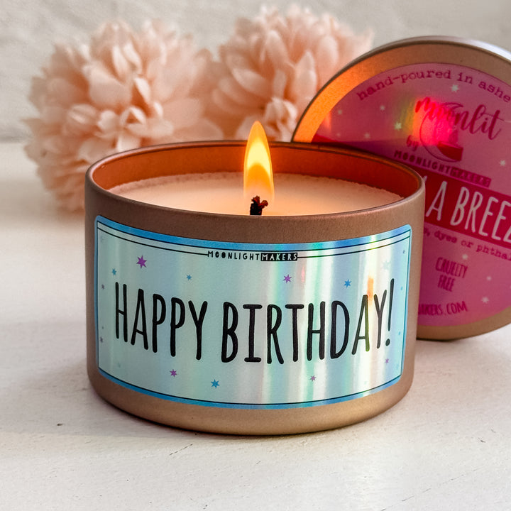 Happy Birthday - 8oz Rose Gold Candle - Vanilla Breeze - 100% Natural Soy Wax