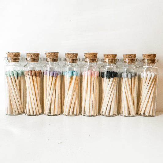 Fancy Safety Matches in Glass Vial - 8 COLORS