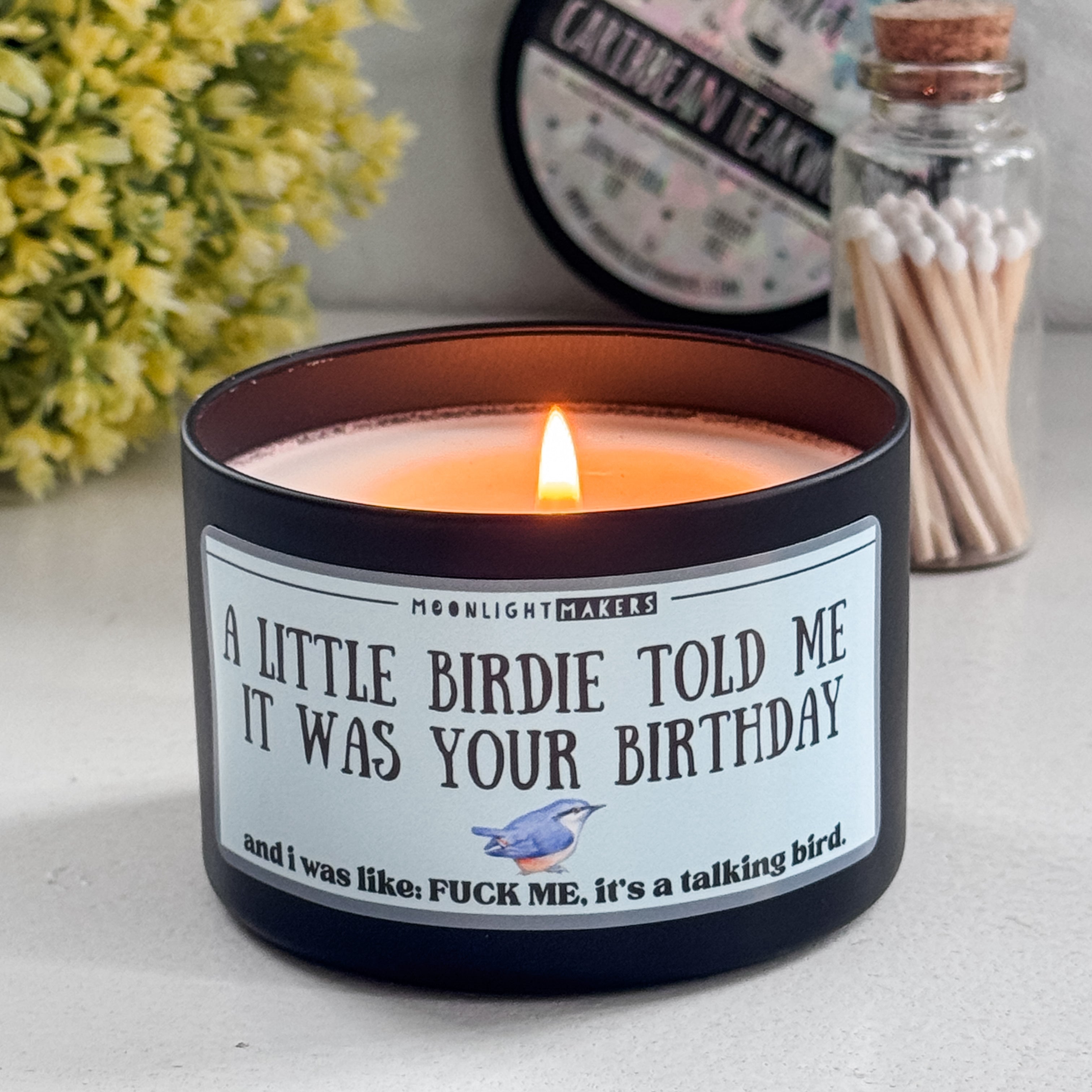 A Little Birdie Told Me It Was Your Birthday - 8oz 100% Natural Soy Wax Candle - MoonlightMakers