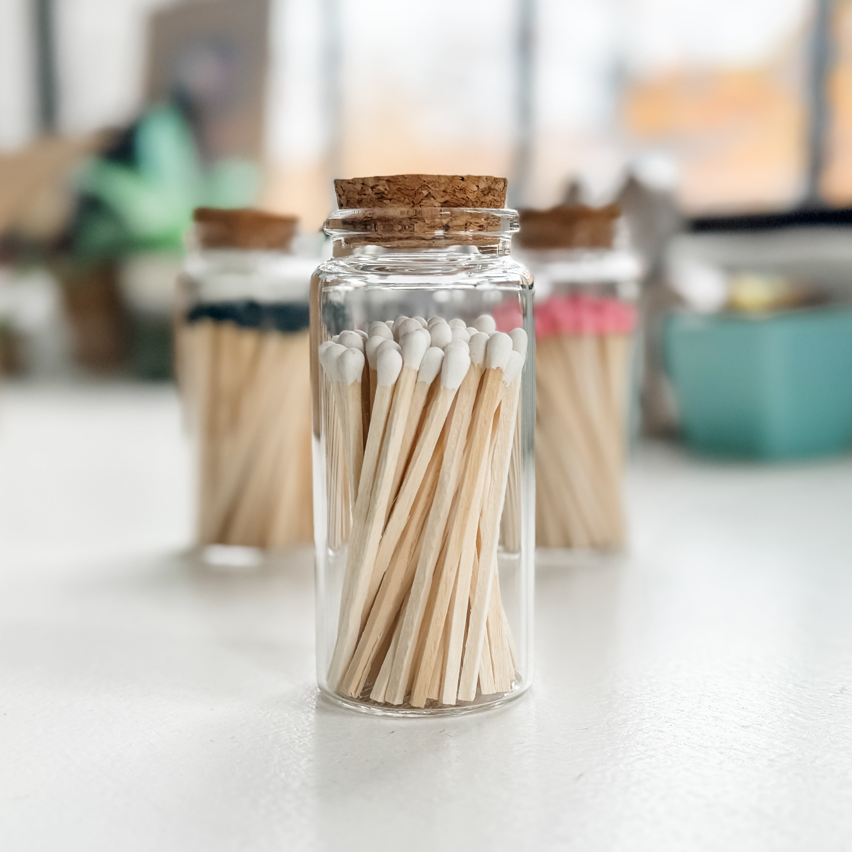 Fancy Match Vial - 4 Colors - 50 3" Matches - Striker on the Base (MV50)