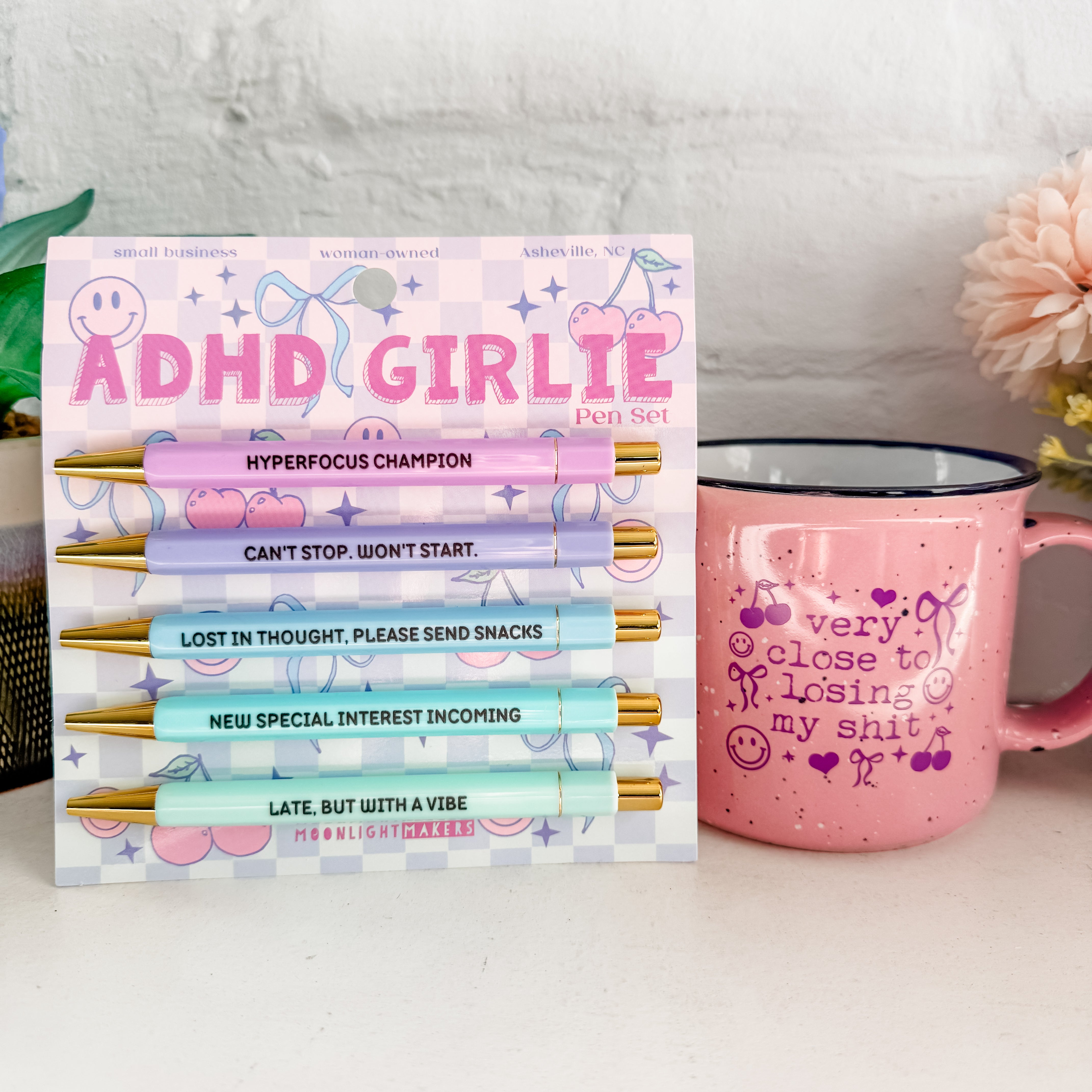 ADHD Girlie Bundle - ADHD Girlie Pens + Losing My Shit Mug