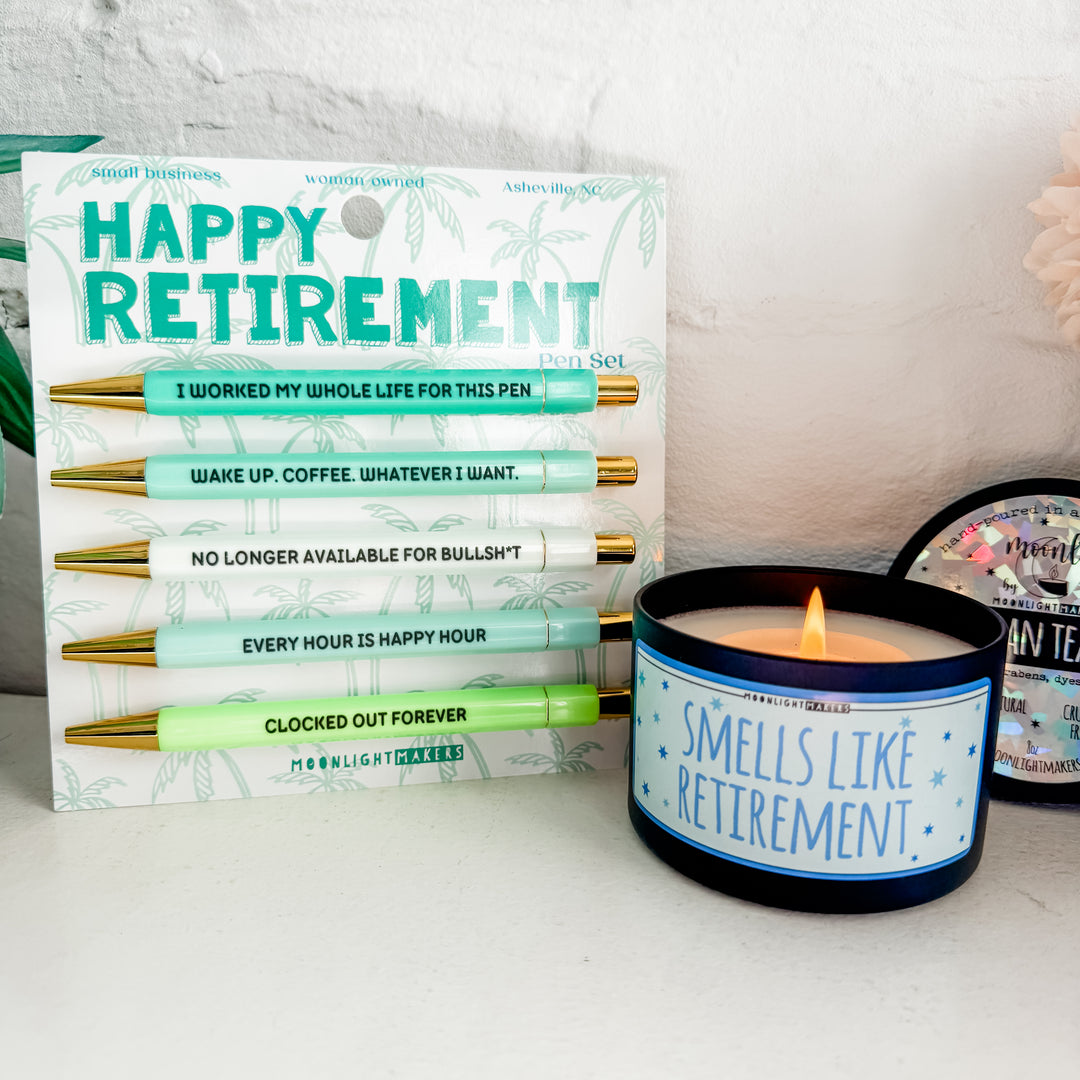 Retirement Bundle - Retirement Pen Set + Smells Like Retirement Candle