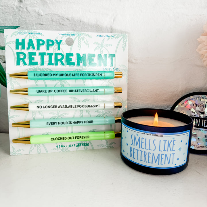 Retirement Bundle - Retirement Pens + Smells Like Retirement Candle