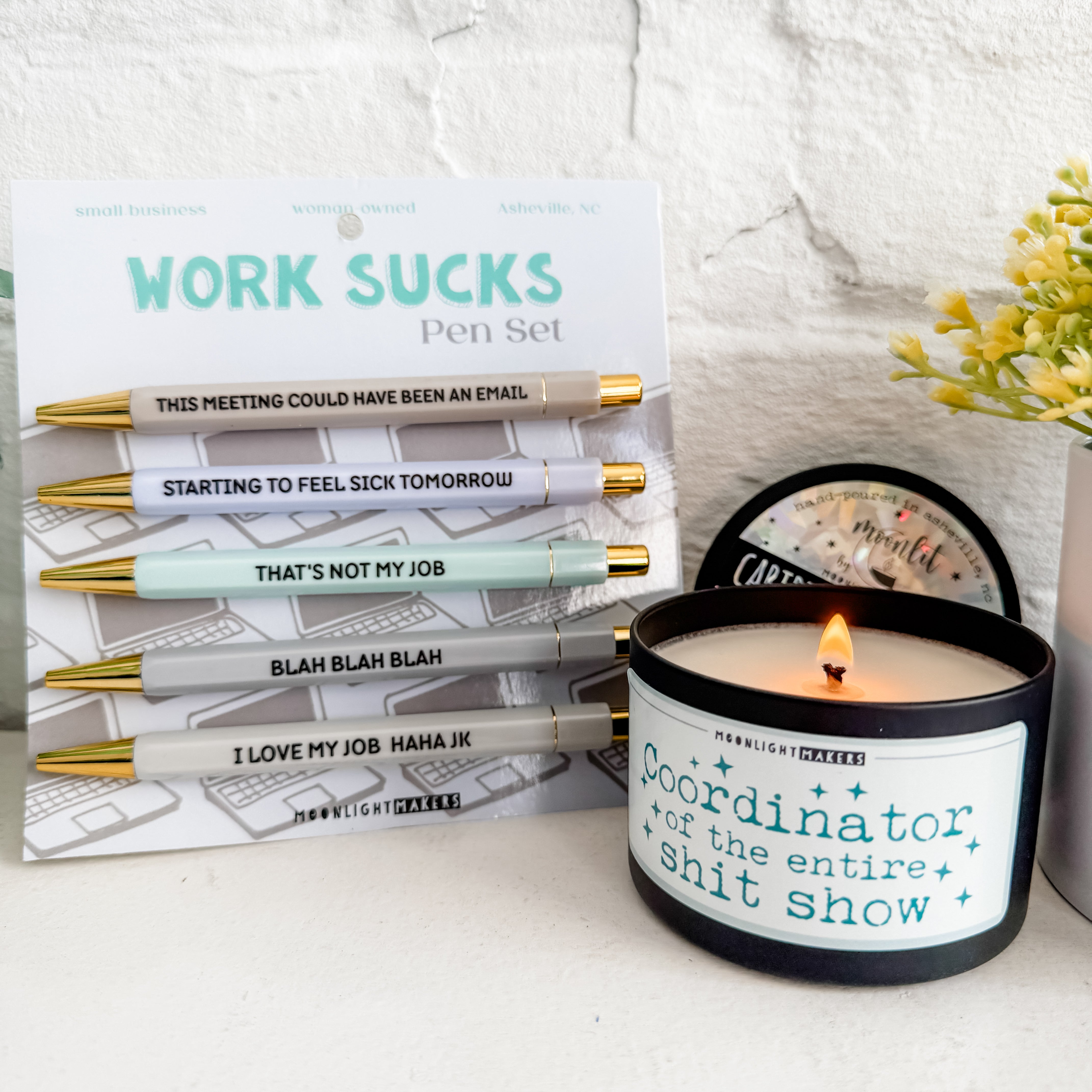 Work Sucks Bundle - Work Sucks Pens + Coordinator of the Shit Show Candle