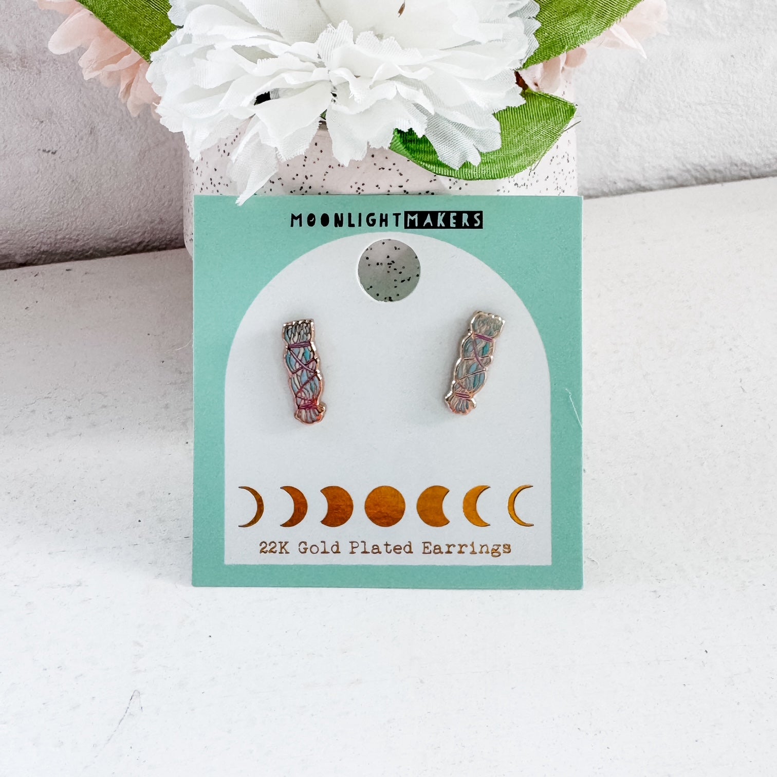 SALE Sage Earrings - 22k Gold Plated Studs