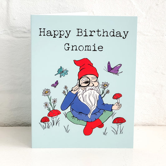 Happy Birthday Gnomie - Greeting Card (Blue)