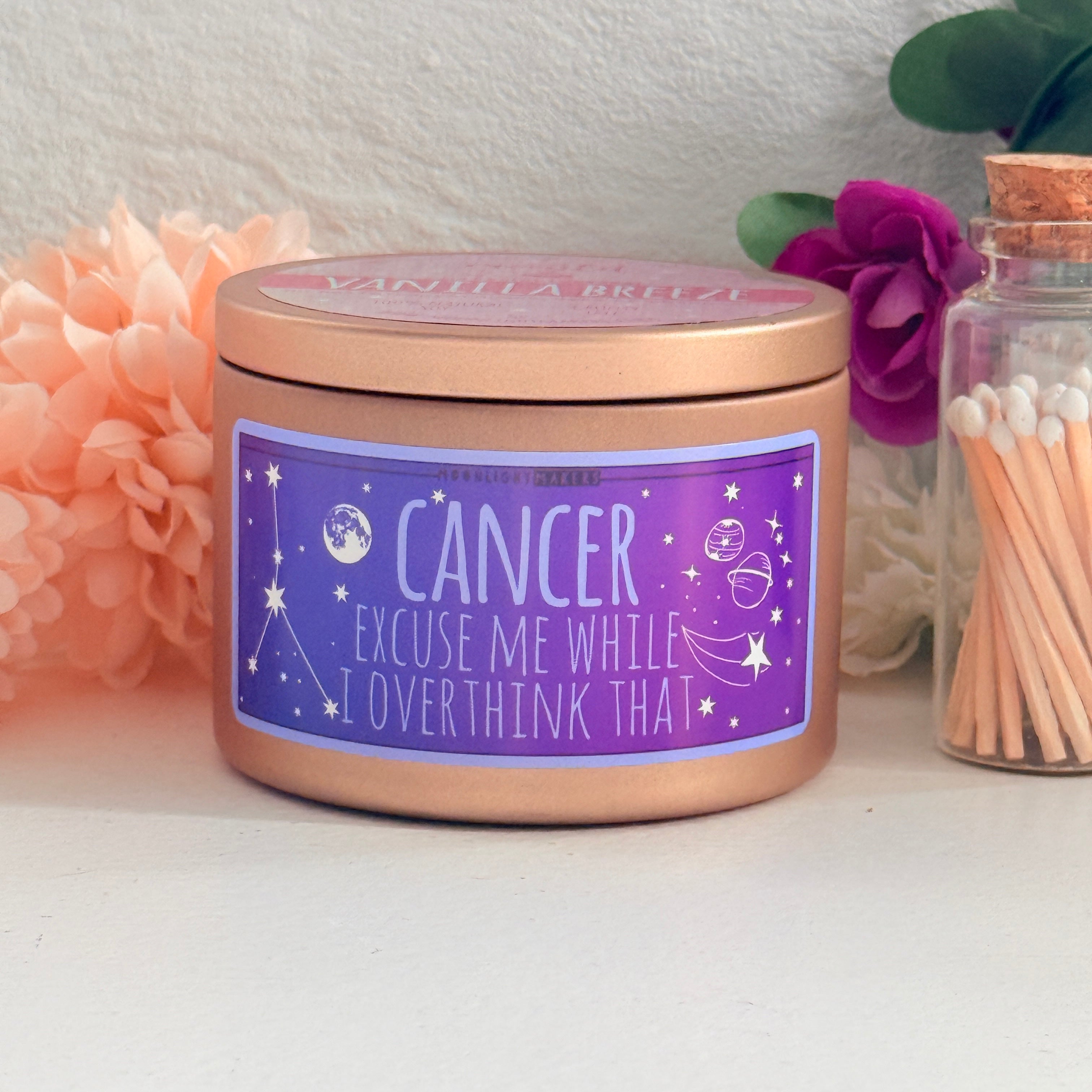 Cancer / Zodiac Candle - 8oz 100% Natural Soy Wax Candle - MoonlightMakers