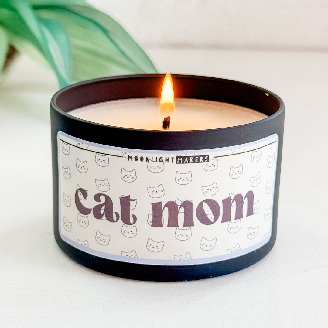 Cat Mom - 8oz Candle - 100% Natural Soy Wax - MoonlightMakers