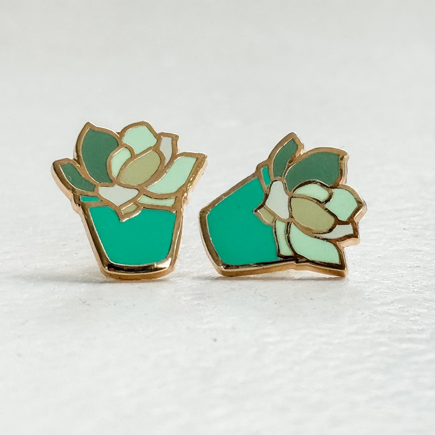 Plant Earrings - 22k Gold Plated Studs - NEW