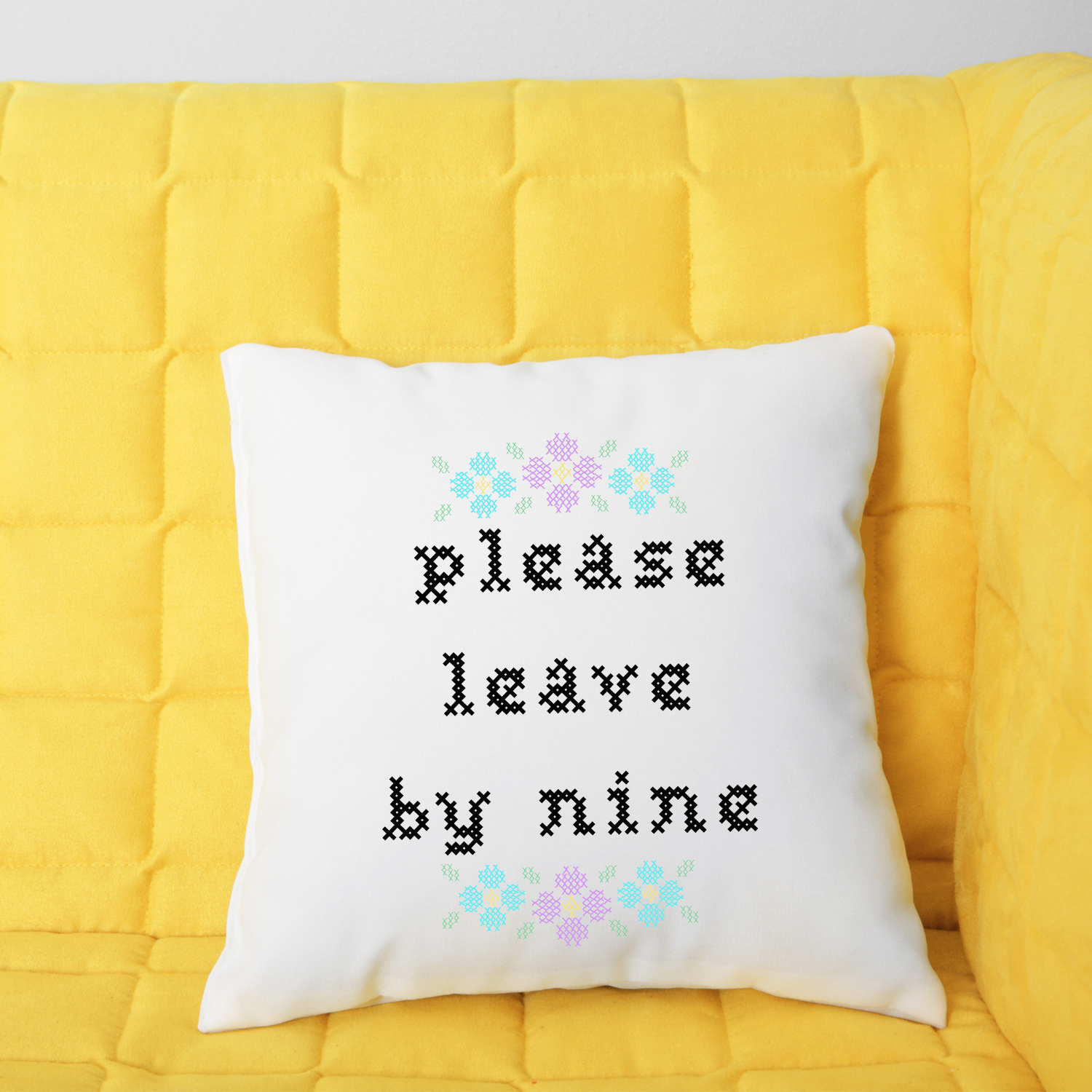 Please Leave By 9 Throw Pillow