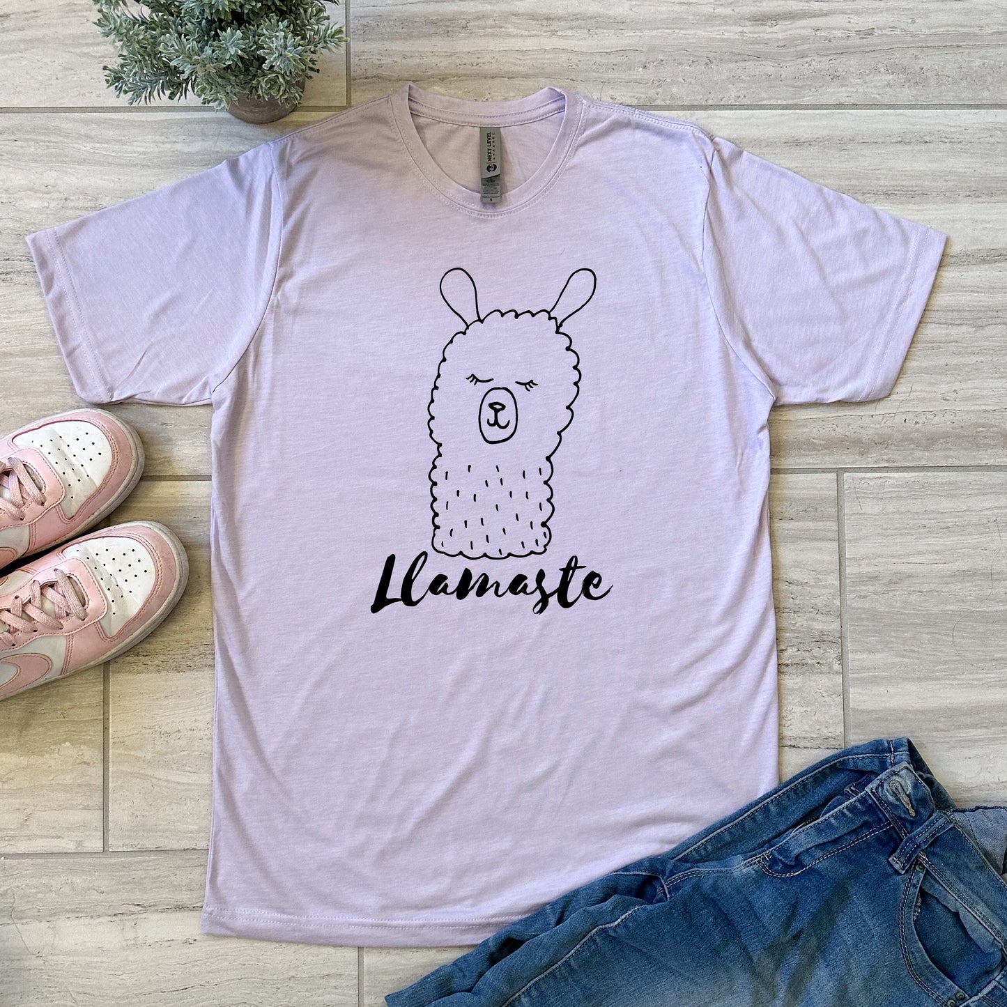 Llamaste (Llama/ Yoga) - Men's / Unisex Tee - Stonewash Blue, Sage, Lavender, or Heather Gray