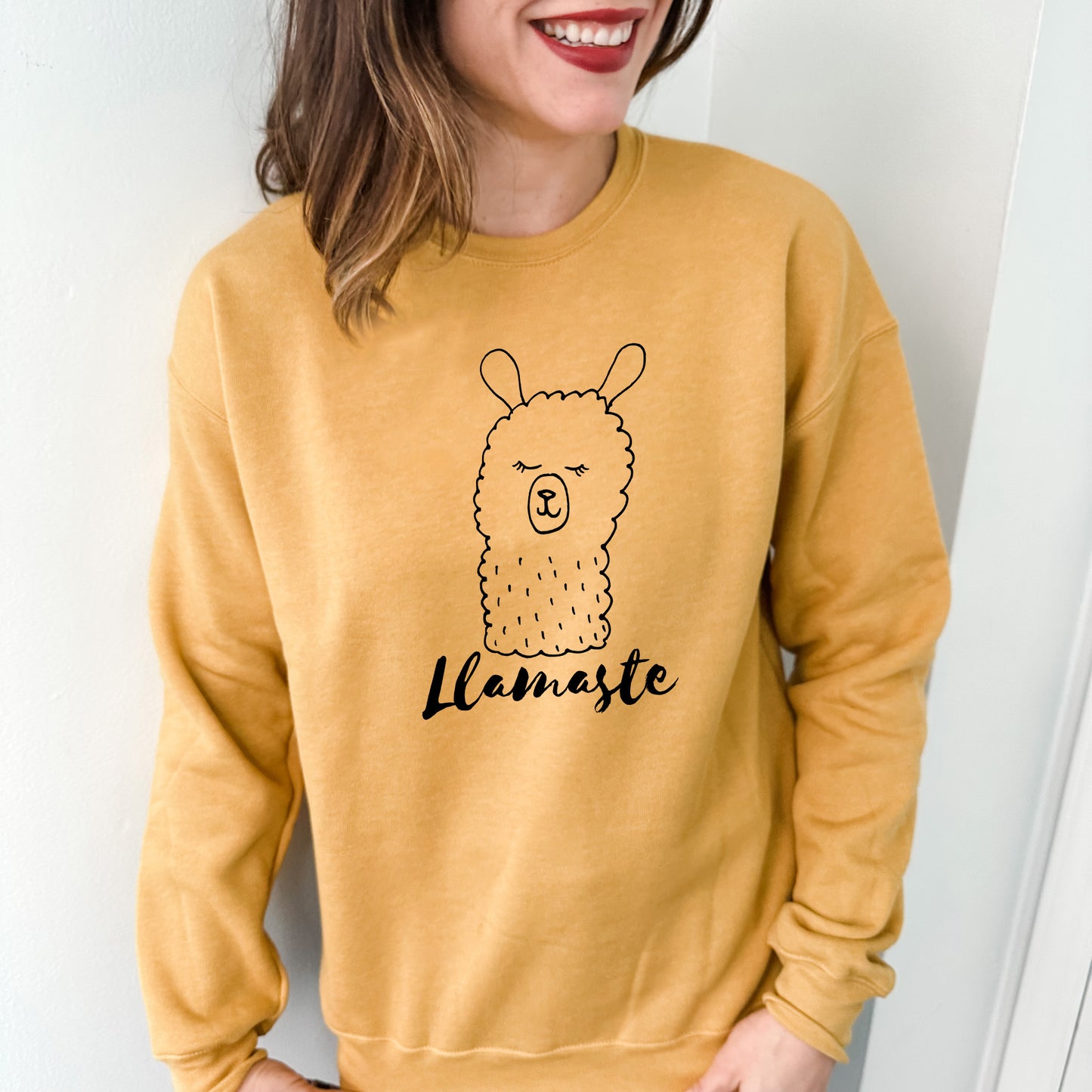 Llamaste (Llama/ Yoga) - Unisex Sweatshirt - Heather Gray, Dusty Blue, Mauve, or Gold