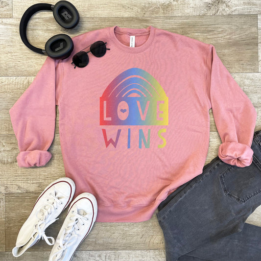 Love Wins (Rainbow) - Unisex Sweatshirt - Heather Gray, Dusty Blue, Mauve, or Gold