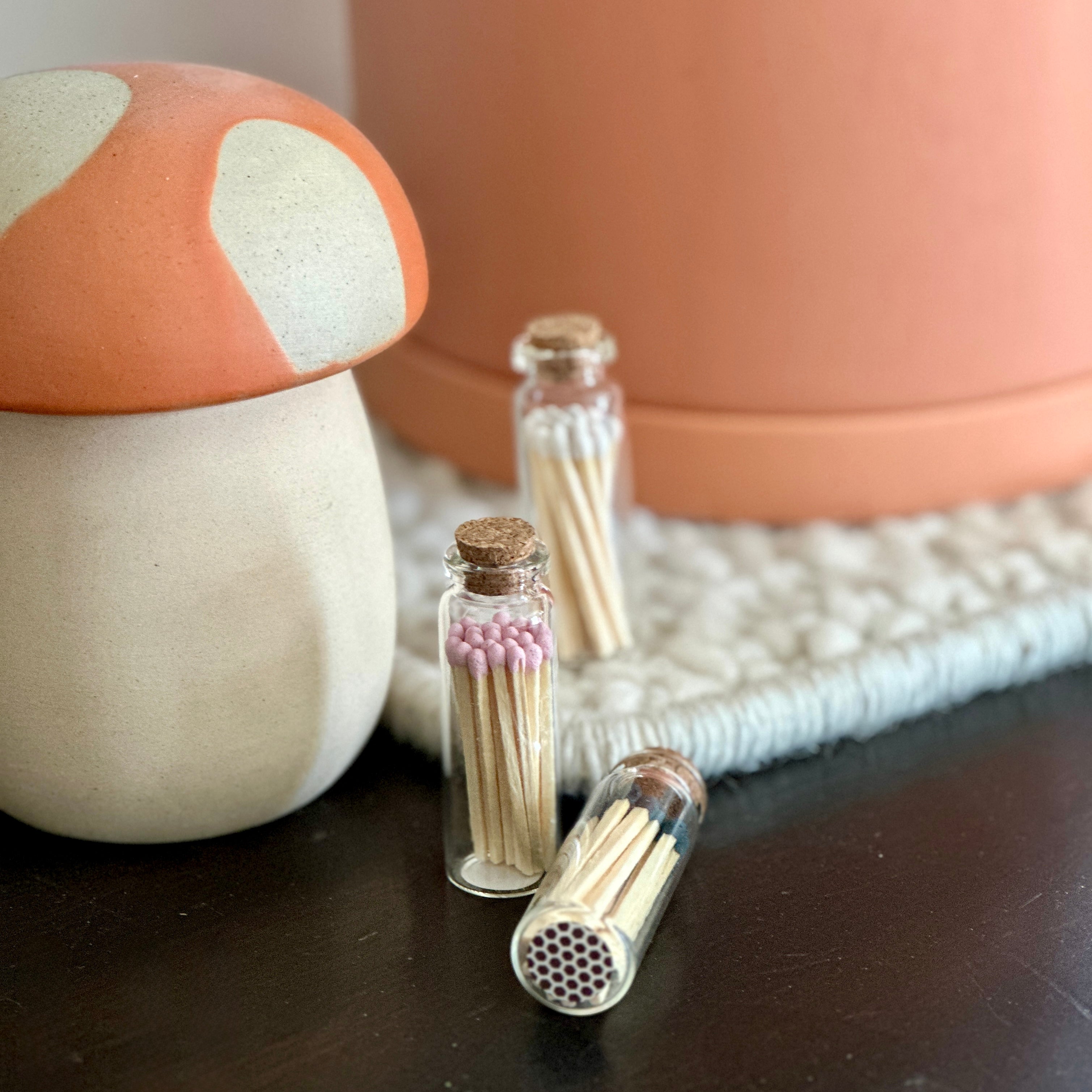 Fancy Safety Matches in Glass Vial - 8 COLORS - 20 Matches (MV20)