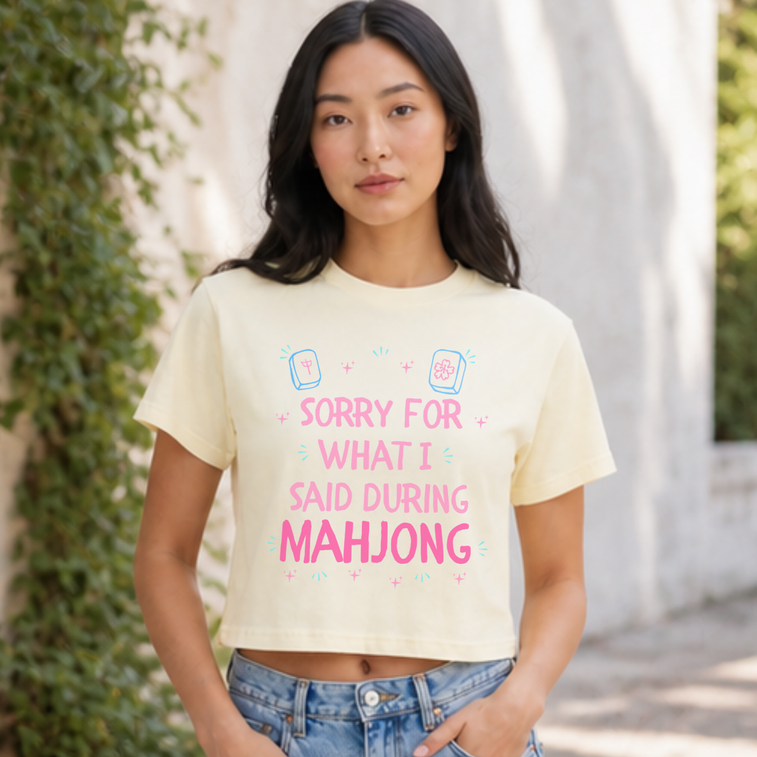 Women's Mahjong Crop Tee | Funny Mahjong Shirt | Mahjong Gift