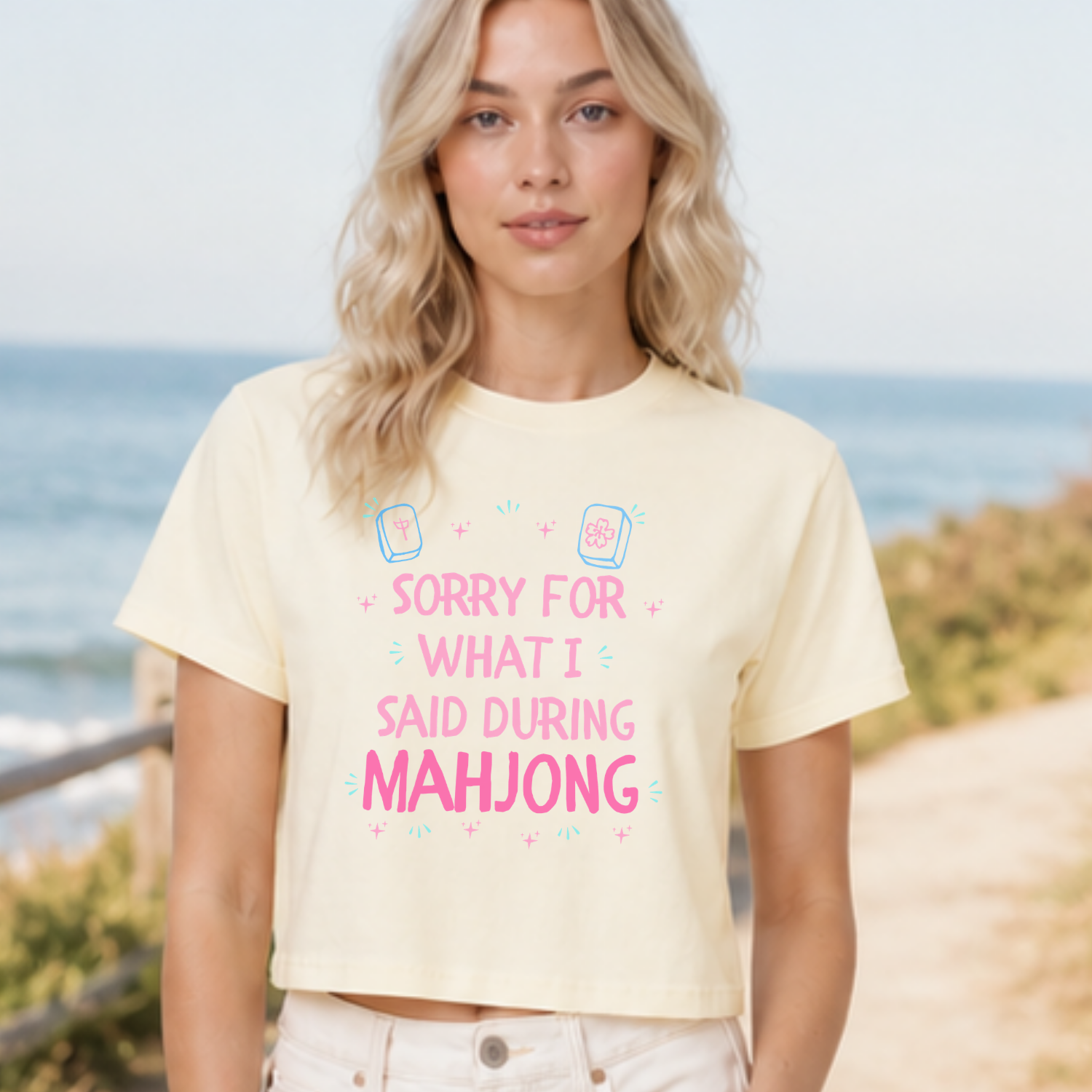 Women's Mahjong Crop Tee | Funny Mahjong Shirt | Mahjong Gift